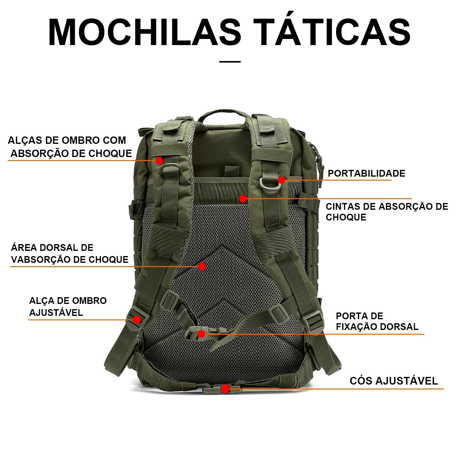 Mochila Tática 50 Litros Outdoor® - Verde Oliva