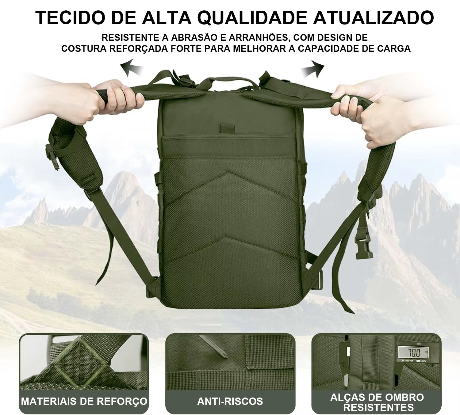 Mochila Tática 50 Litros Outdoor® - Verde Militar