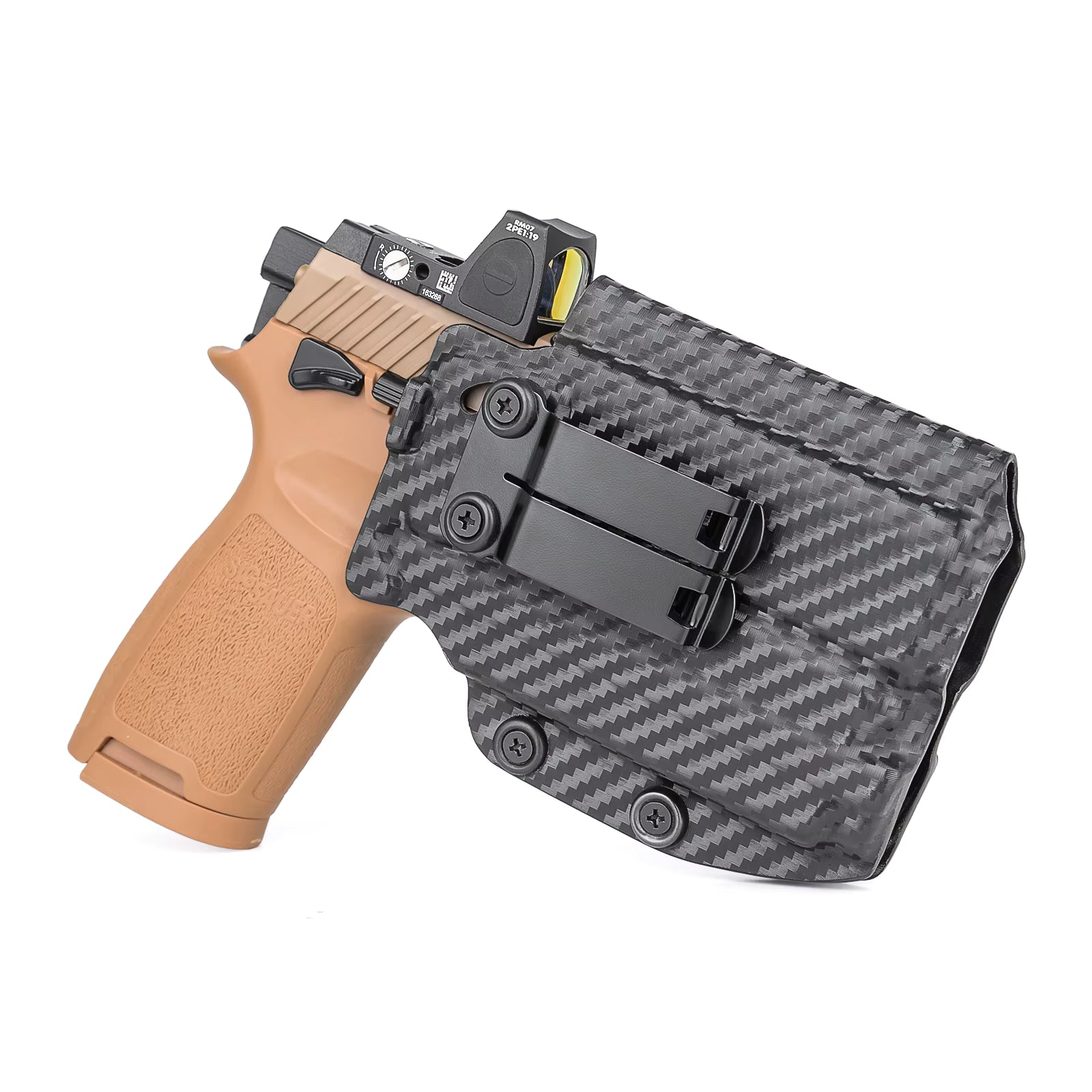 Coldre Velado de Kydex ou Fibra de Carbono para Sig Sauer - P320 M18/ P320 X Carry/ P320 Compact - Compatiével com Lanterna e Red Dot