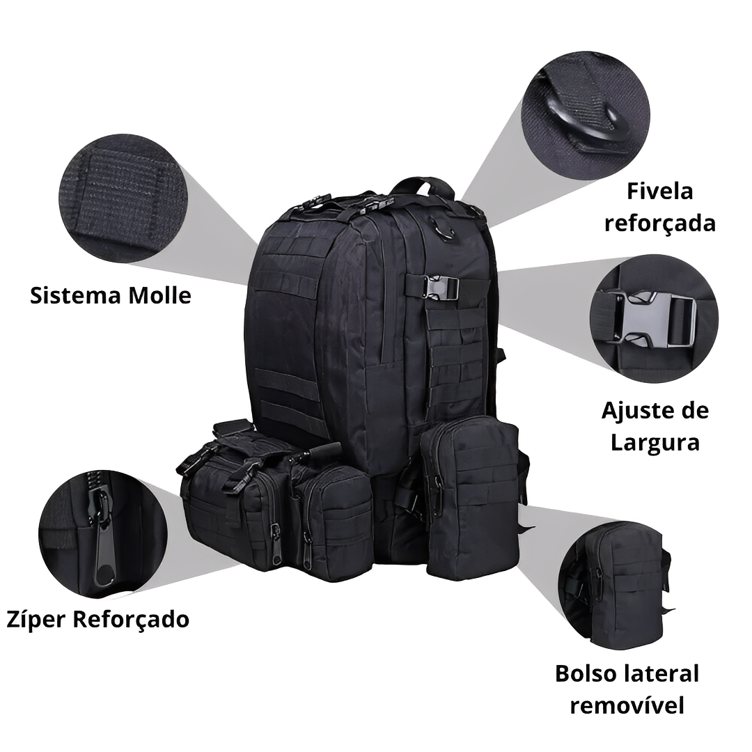 Mochila Militar Armor 65 Litros - Preta