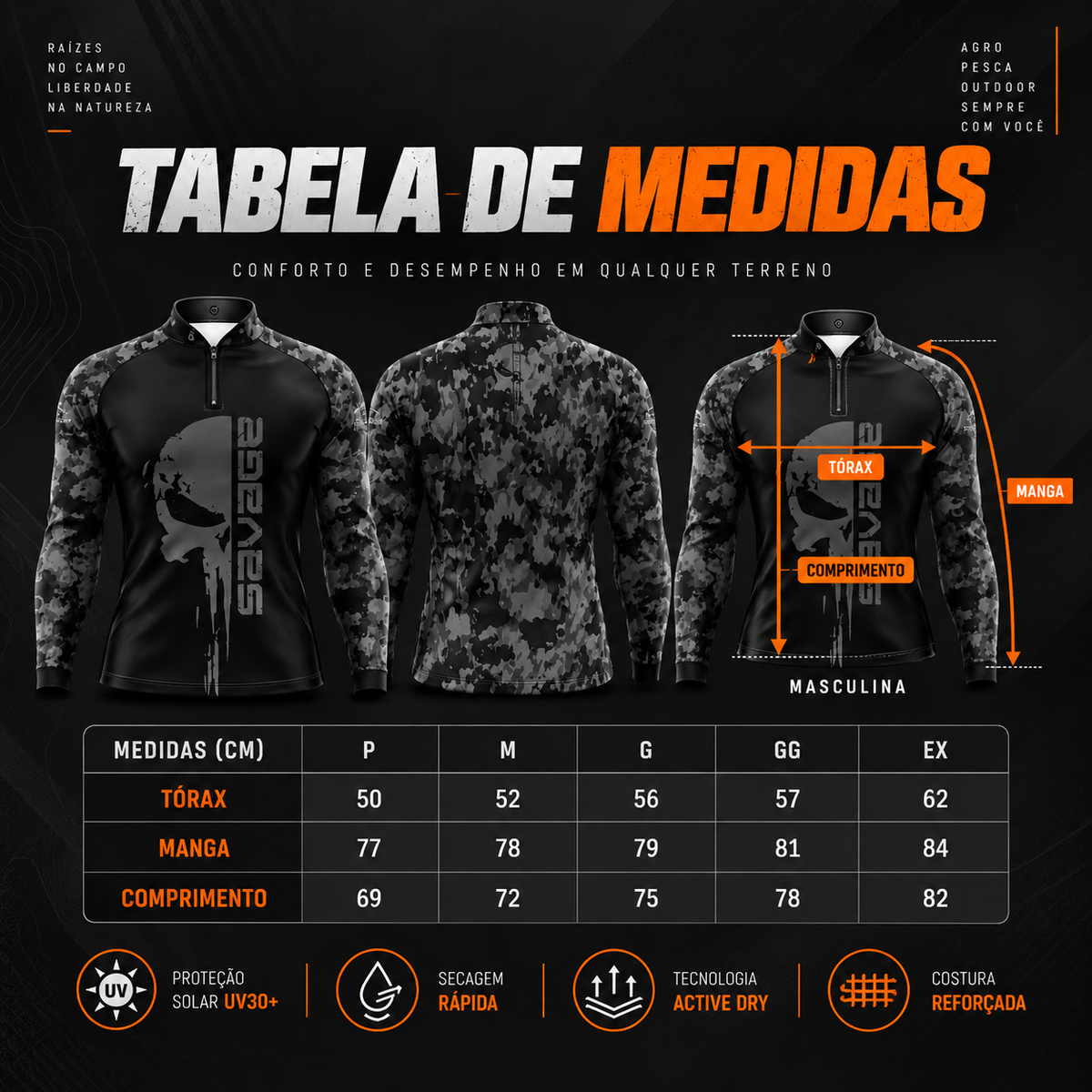 Camisesta Dryfit Savage com proteção UV50+