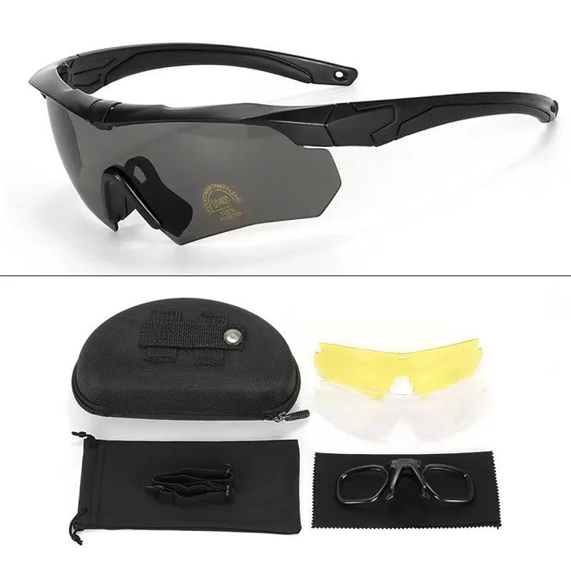 Óculos Táticos Polarizados com Proteção UV - 3 Opções de Lentes Inclusas