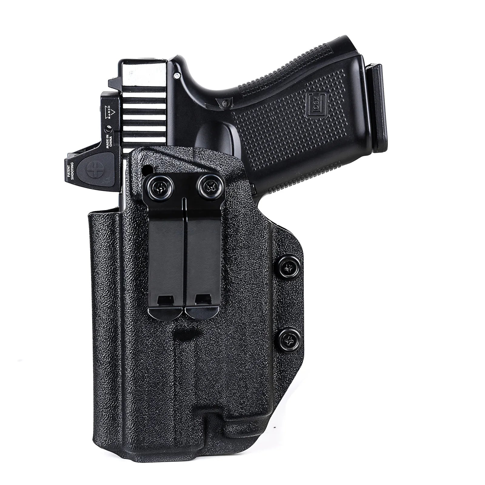 Coldre Velado de Kydex ou Fibra de Carbono p/ Glock - G19 / G19X / G44 / G45 / G22 /G23 / G31 /G32 com Lanterna e Red Dot