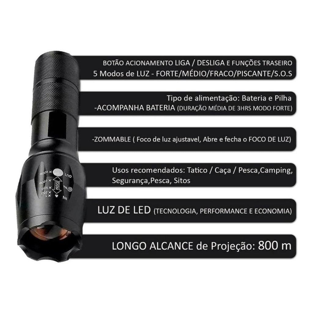 Lanterna X900 Militar Recarregável com bateria.
