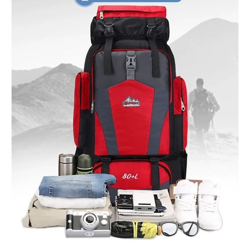 Mochila Trilha e Camping 80 Litros - Vermelha