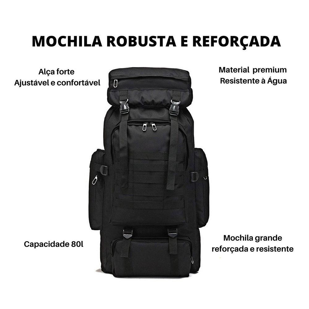 Mochila Trilha e Camping 80 Litros - Cáqui