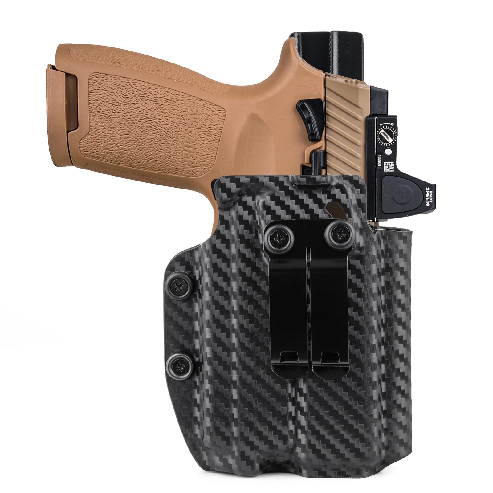Coldre Velado de Kydex ou Fibra de Carbono para Sig Sauer - P320 M18/ P320 X Carry/ P320 Compact - Compatiével com Lanterna e Red Dot