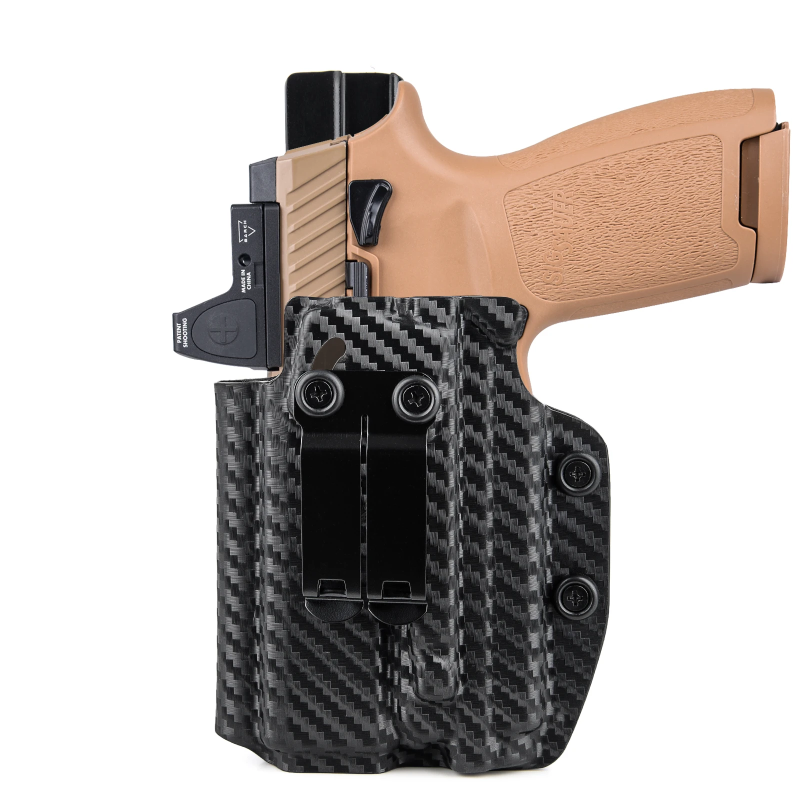 Coldre Velado de Kydex ou Fibra de Carbono para Sig Sauer - P320 M18/ P320 X Carry/ P320 Compact - Compatiével com Lanterna e Red Dot