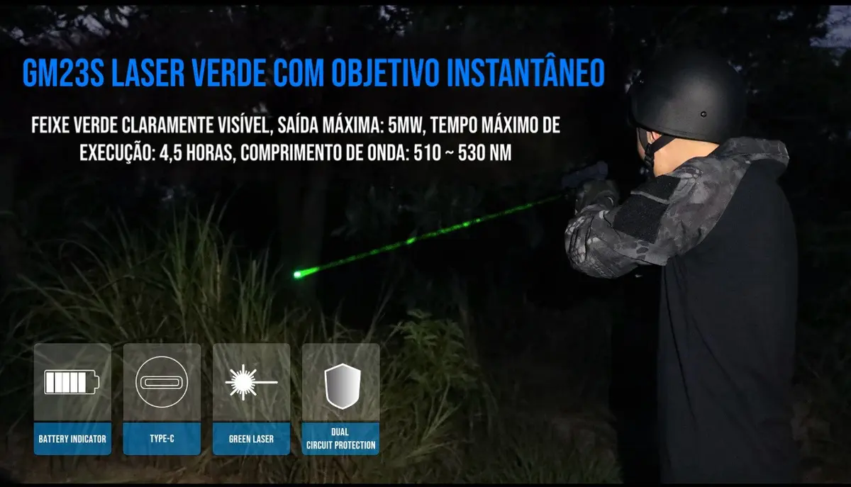 Lanterna Tática Trustfire GM23S com Laser Integrado