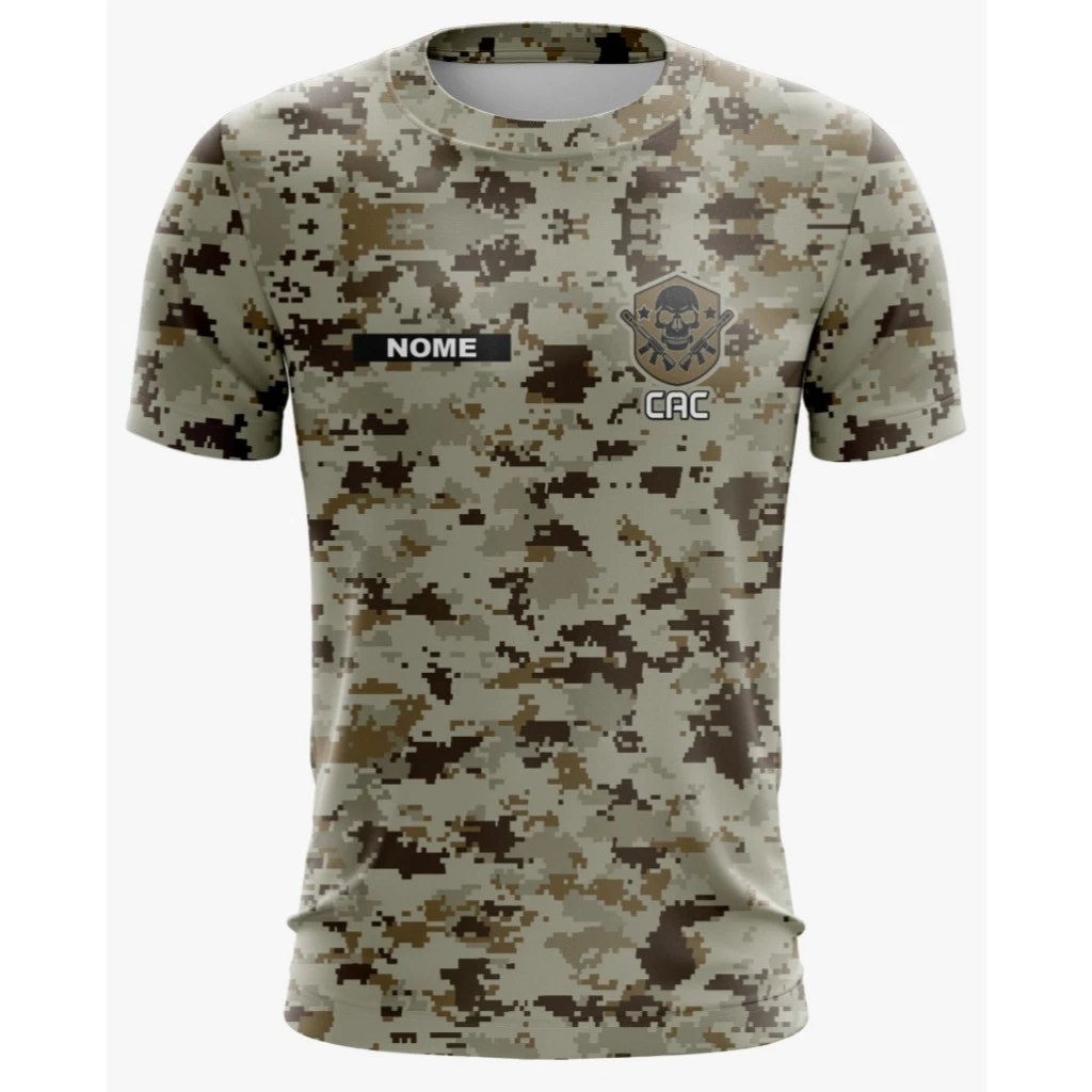 Camiseta Masculina Dry Fit com Proteção UV CAC Atirador Caveira - NOME GRÁTIS