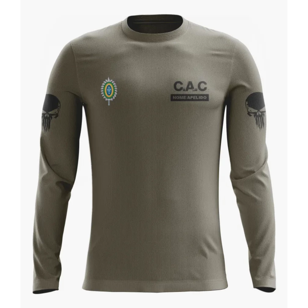 Camiseta Masculina Manga Longa Dry Fit com Proteção UV CAC Atirador (Com Personalização de Nome Gratuita)