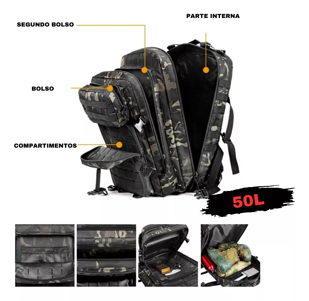 Mochila Tática 50 Litros Outdoor® - Urban