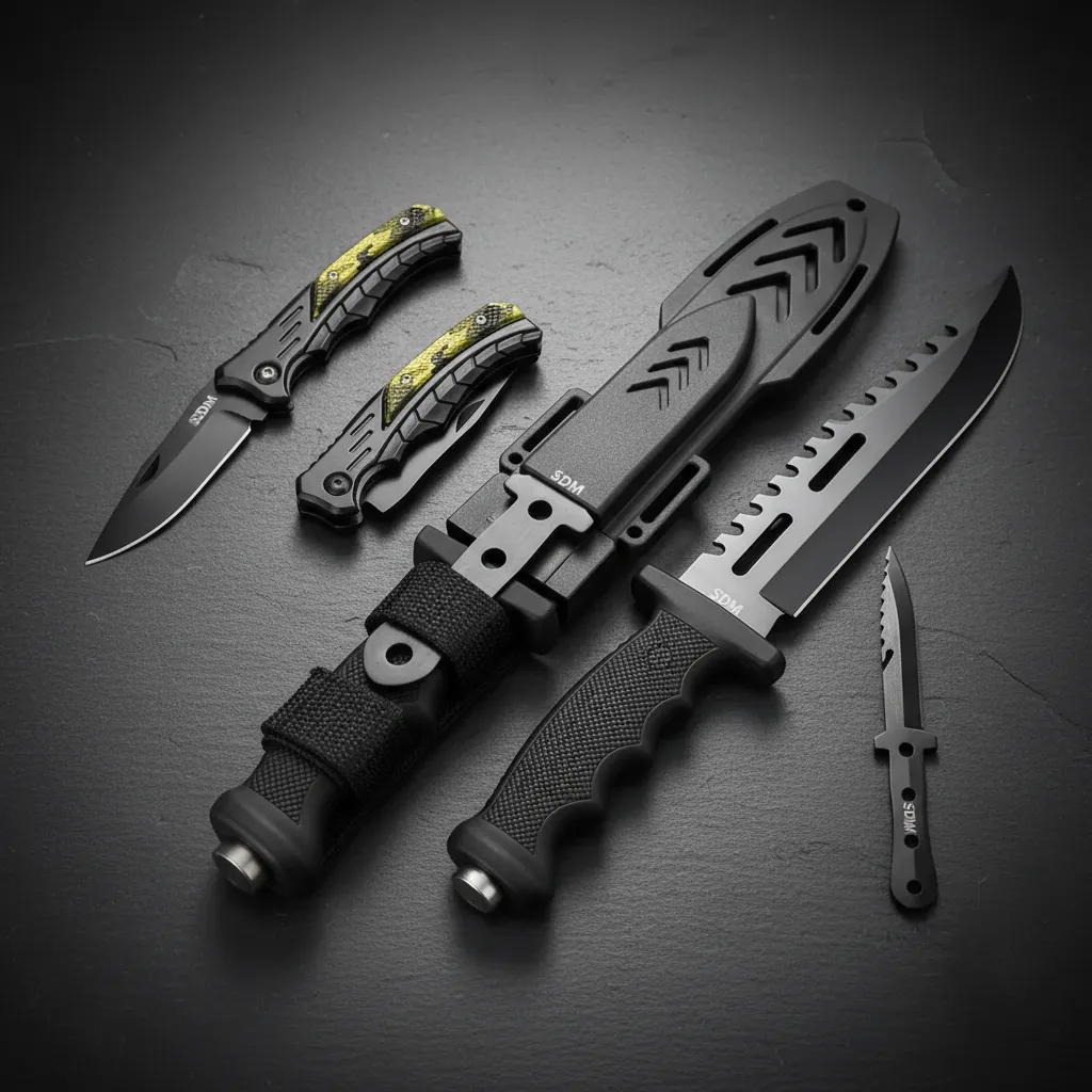 Kit Operacional Faca de Combat + Faca de Arremesso + Canivete