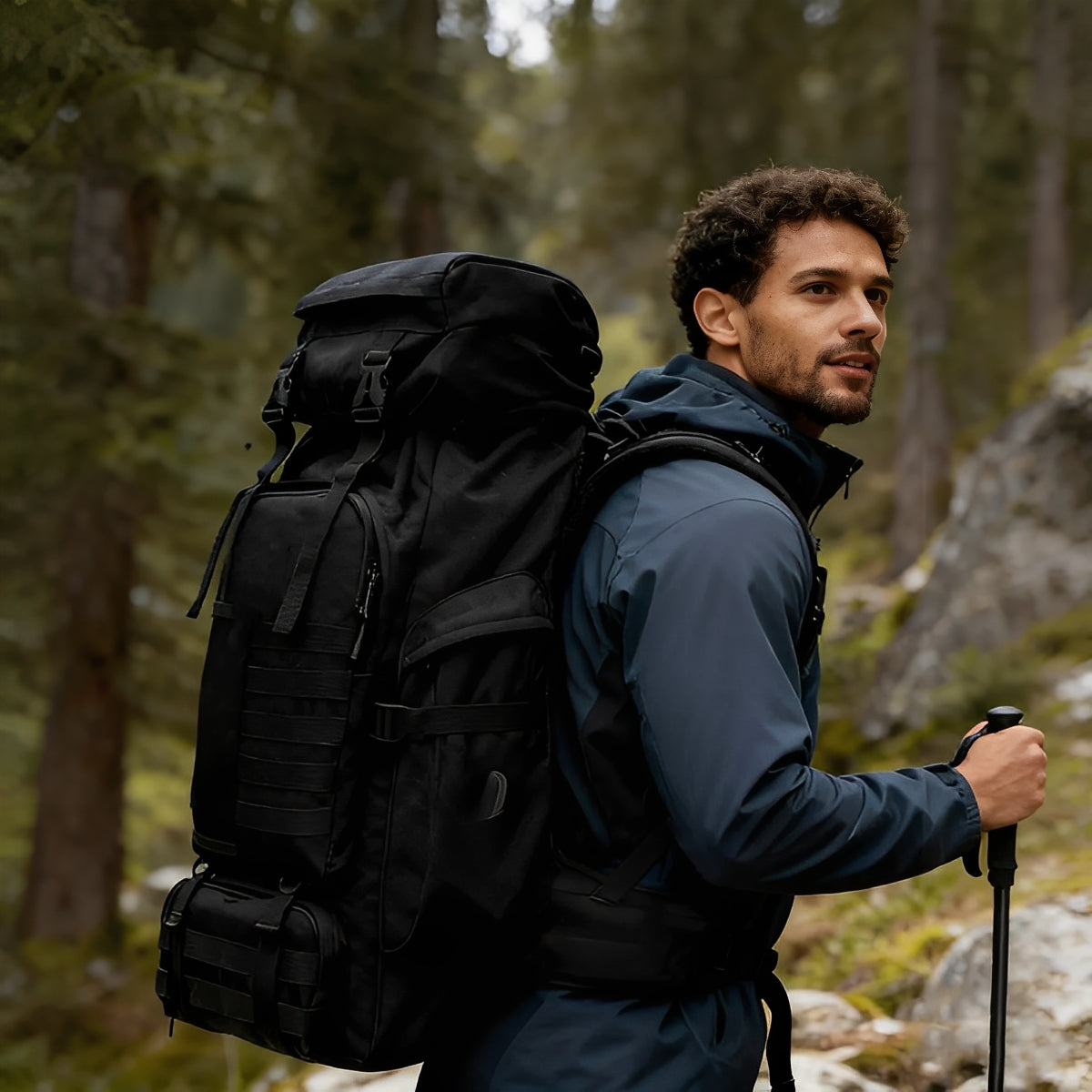 Mochila Trilha e Camping 80 Litros - Preta