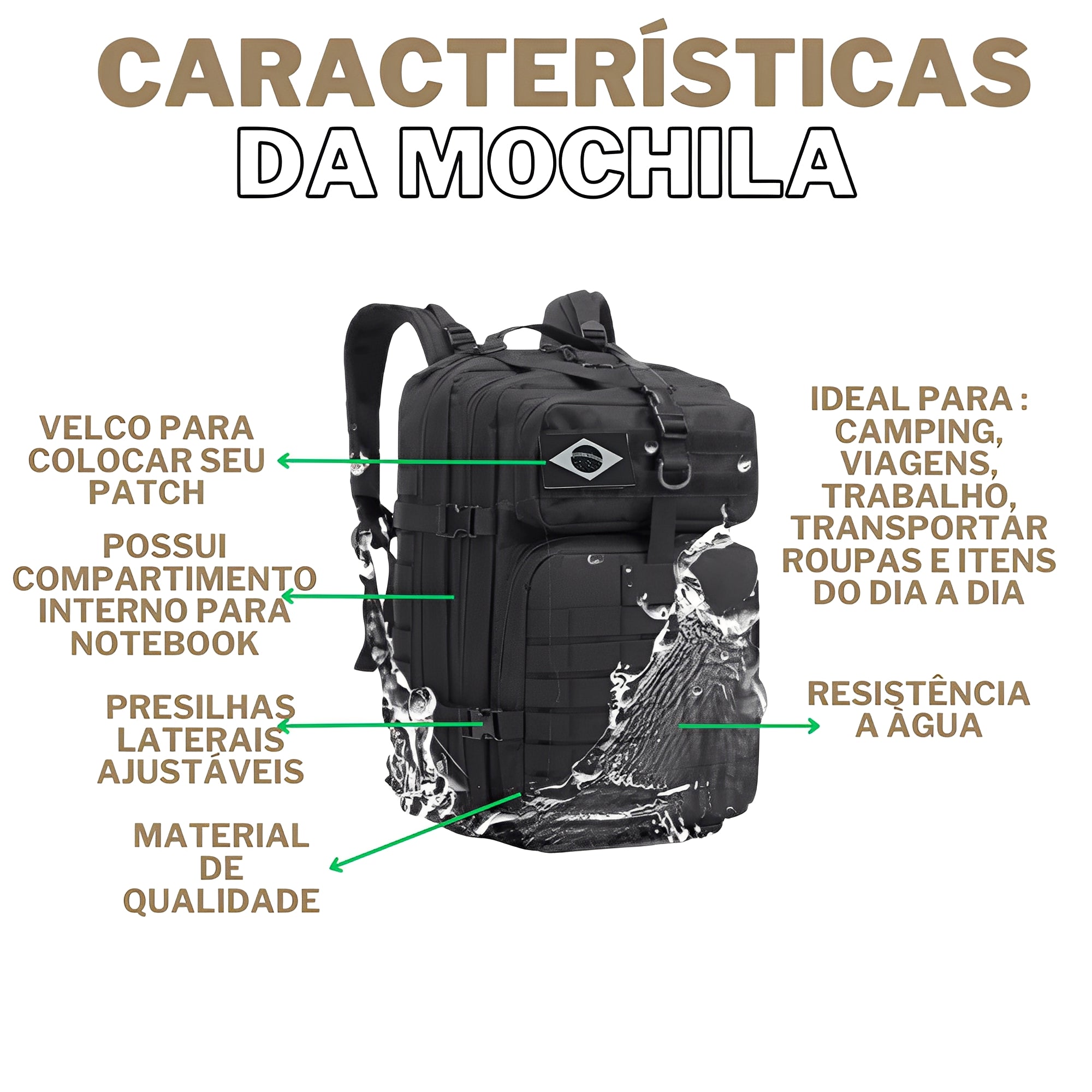 Mochila Tática 50 Litros Outdoor® - Camuflada