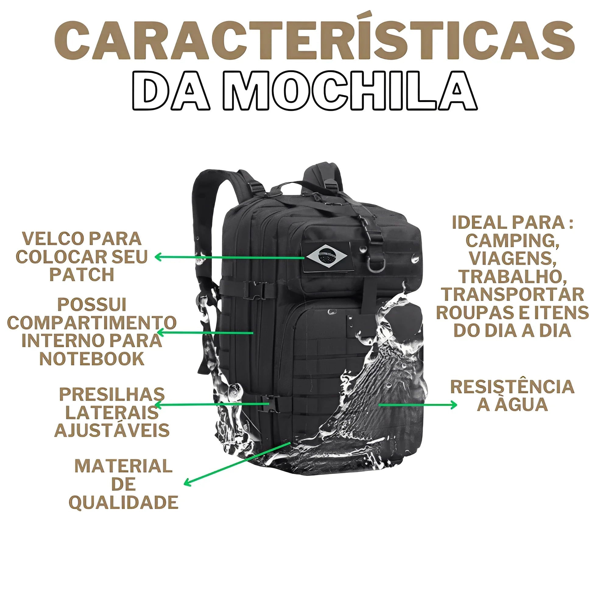 Mochila Tática Outdoor® 50 Litros - Camuflada