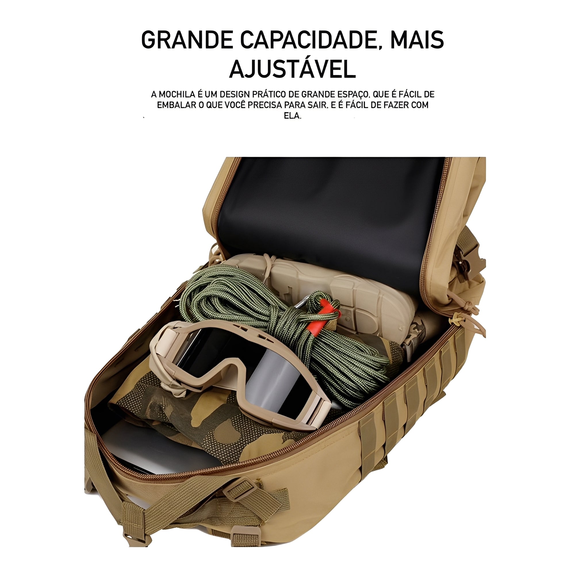 Mochila Tática 50 Litros Outdoor® - Cáqui