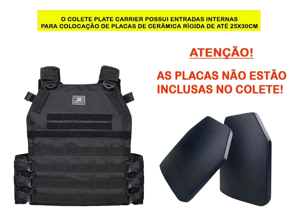 Capa de Colete Plate Carrier Modular J.A. - Preto