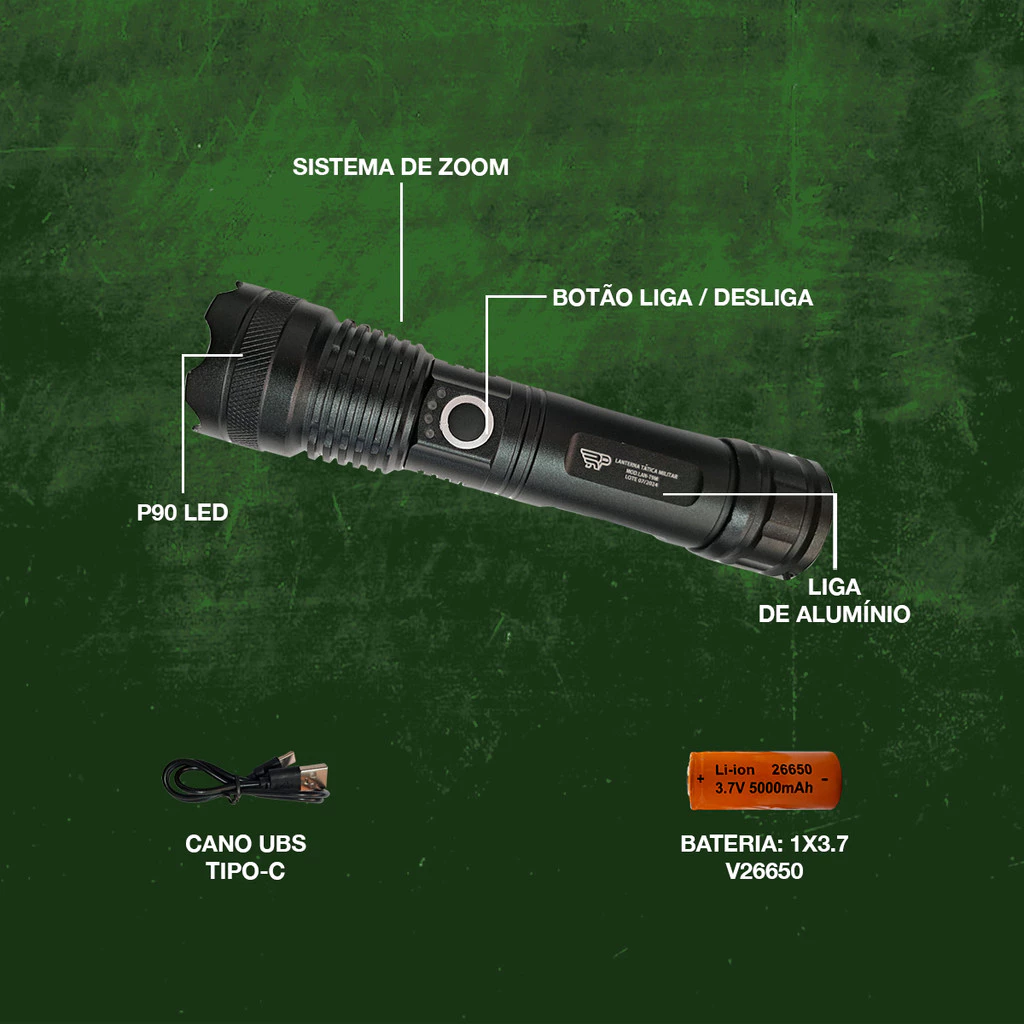 Lanterna Tática Super Potente T9