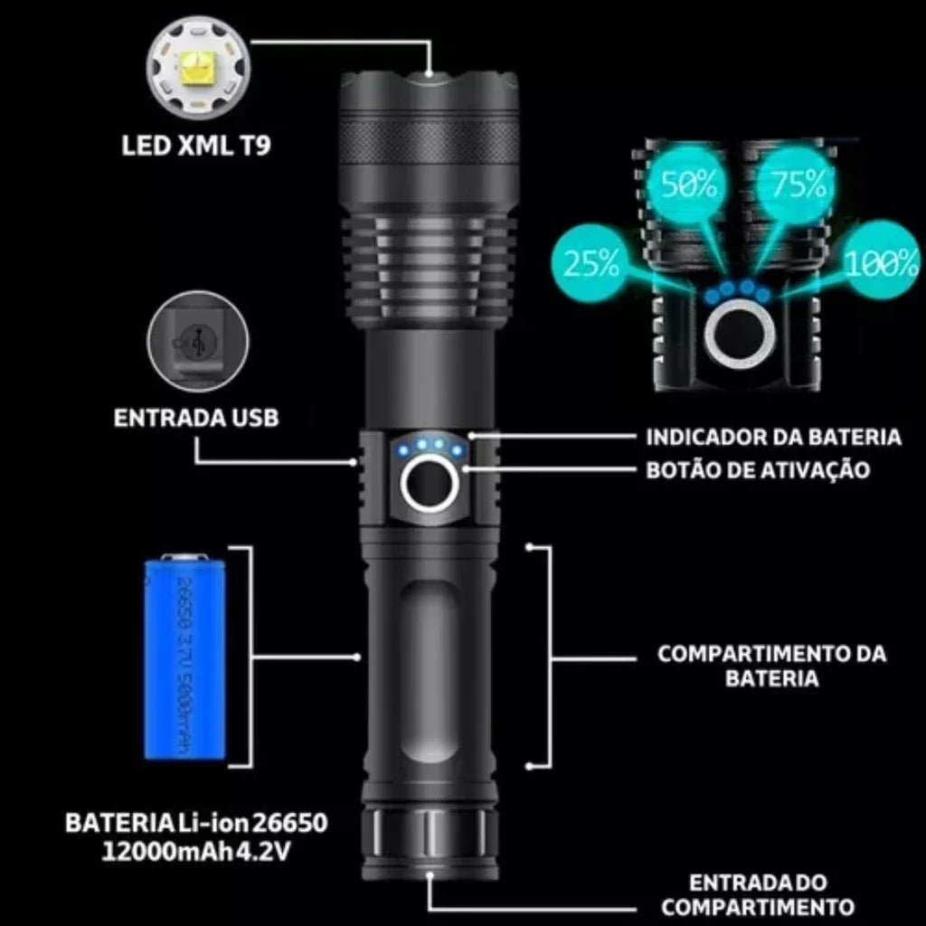 Lanterna Tática Super Potente T9