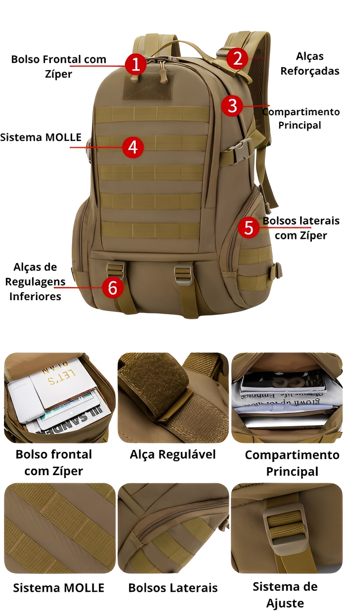 Mochila Tática Hornet® - Cáqui