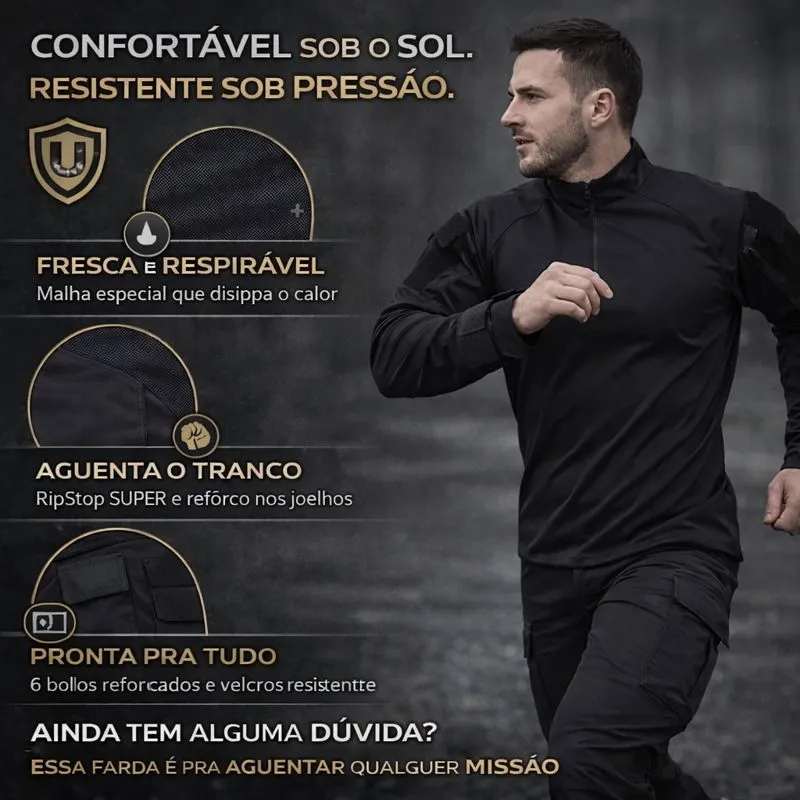 Farda Completa: Combat Shirt + Calça Tática - Azul Marinho