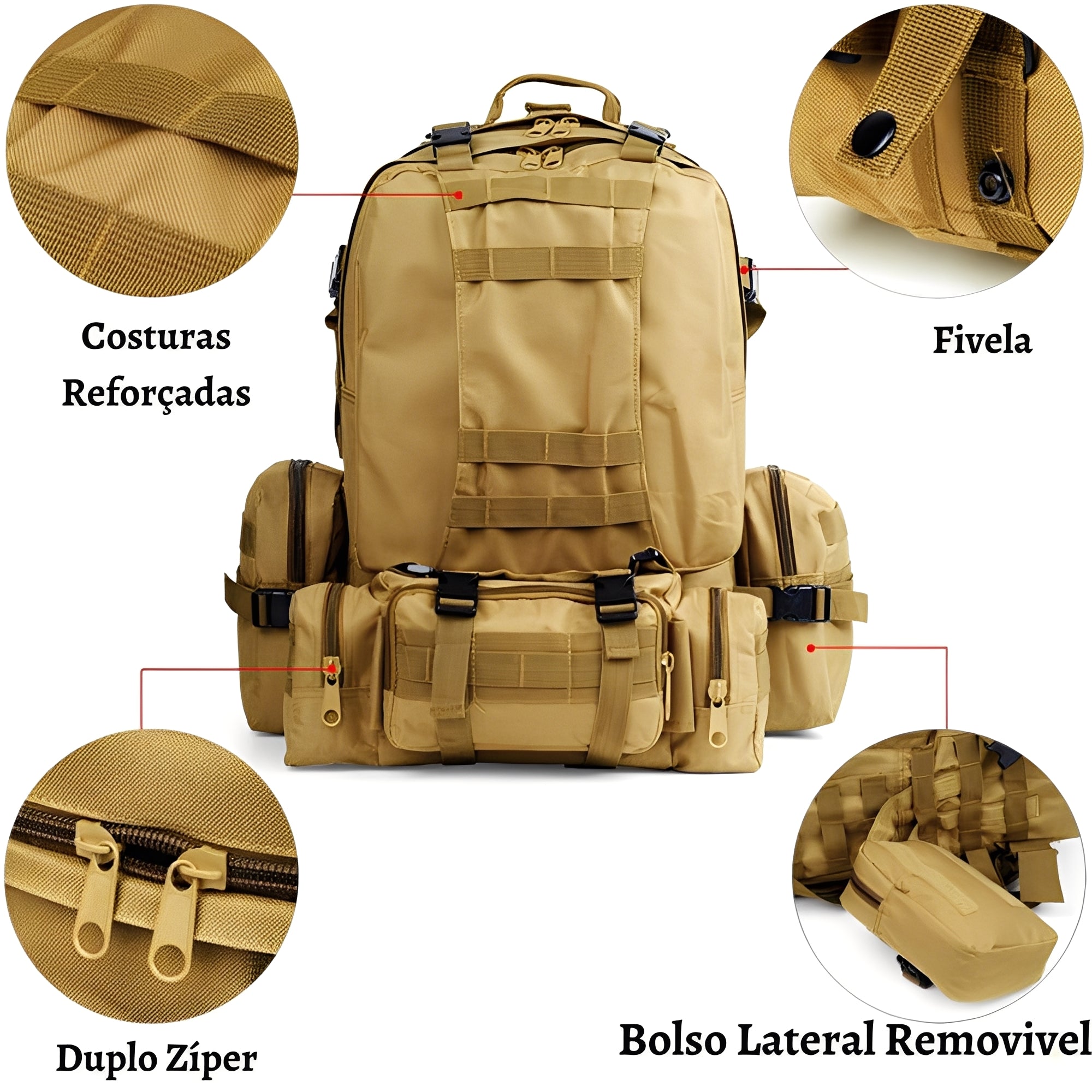 Mochila Militar Armor 65 Litros - Cáqui