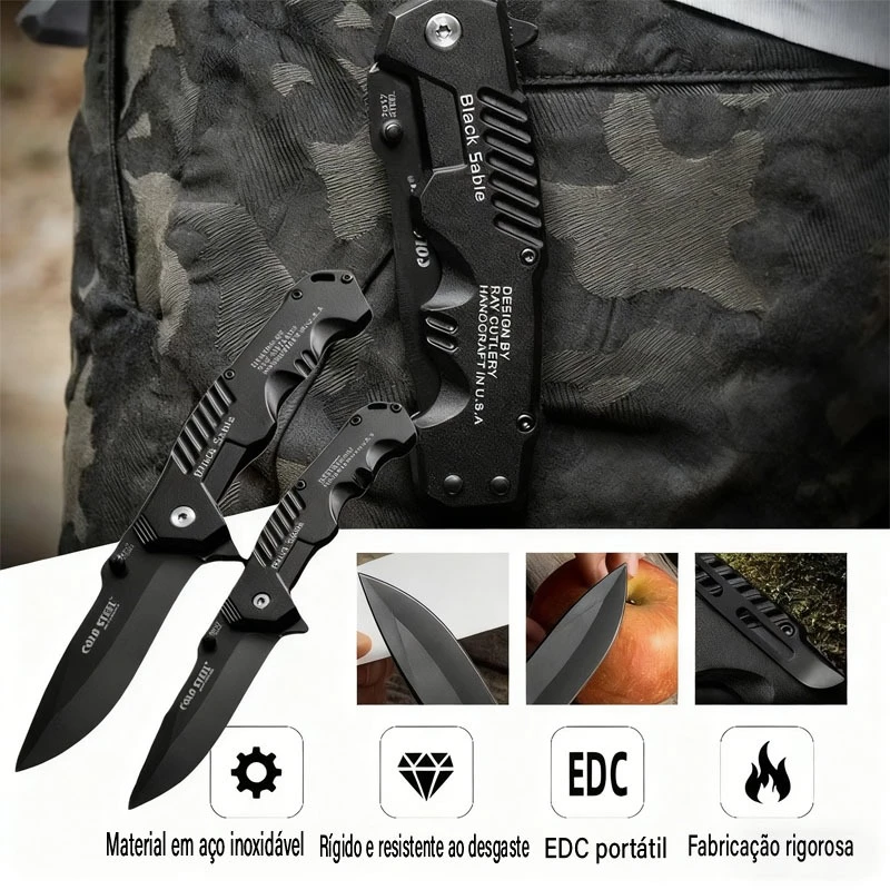 Canivete Dobrável Tático Black Sable