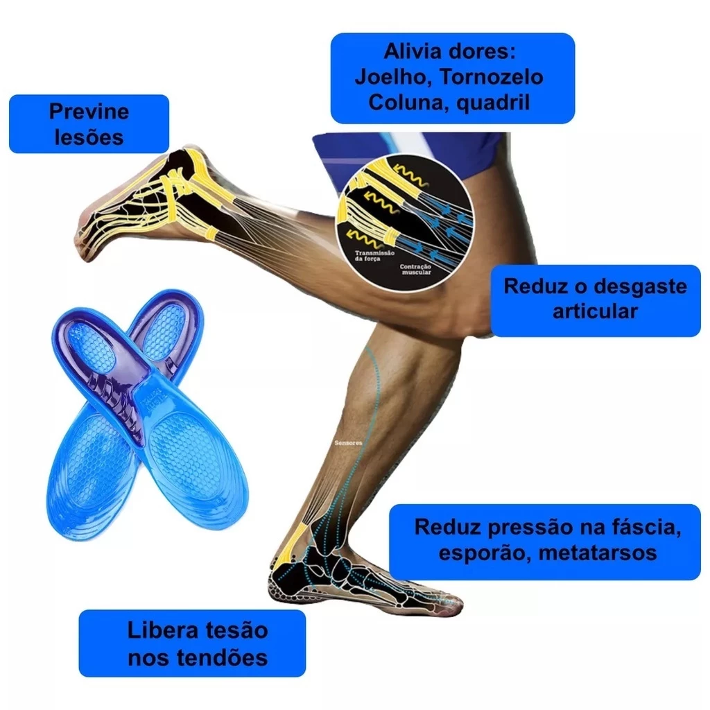 Palmilha Ortopédica de Gel Silicone