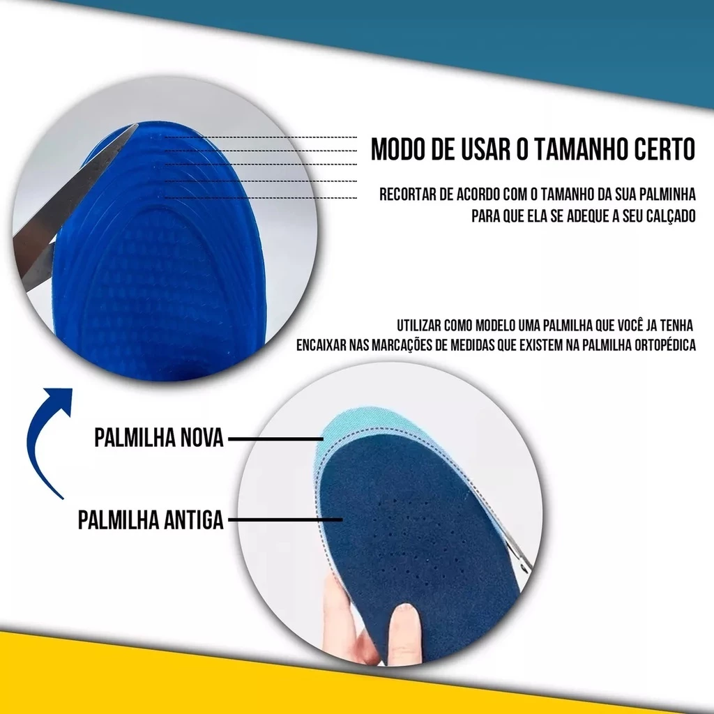 Palmilha Ortopédica de Gel Silicone