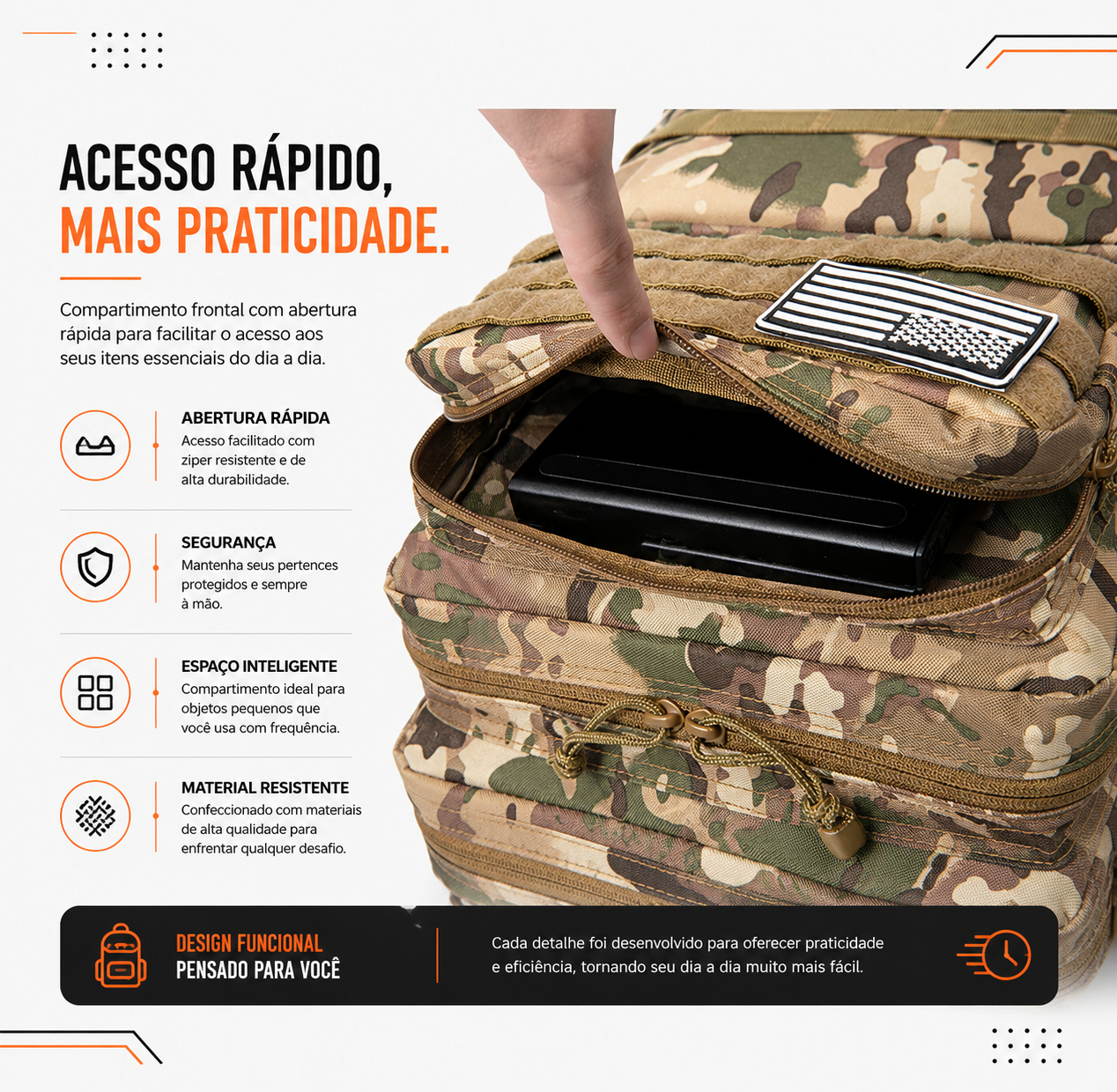 Mochila Tática Outdoor 50 Litros - Multicam