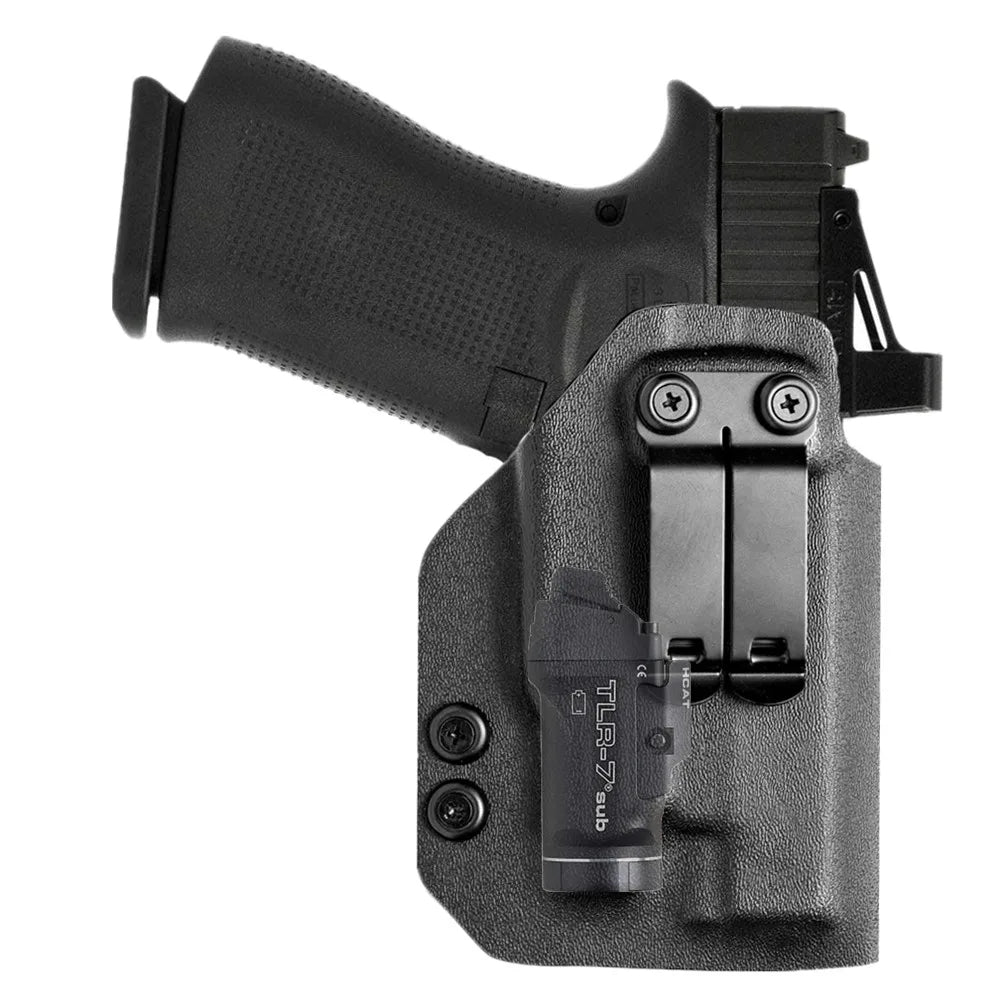 Coldre Kydex e Fibra de Carbono Velado Premium – Glock G43X / G48 com Lanterna Streamlight TLR-7 Sub