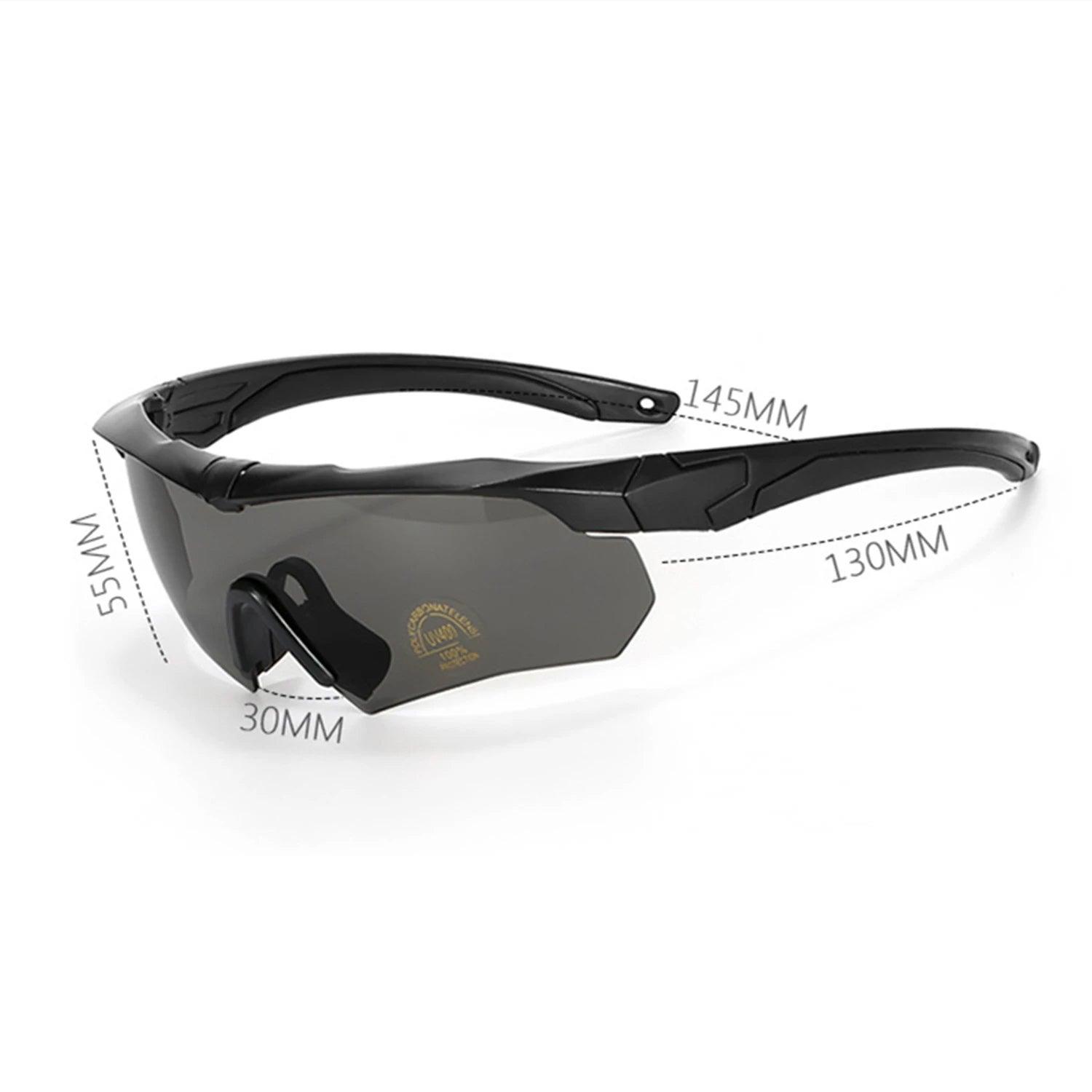 Óculos Táticos Polarizados com Proteção UV - 3 Opções de Lentes Inclusas