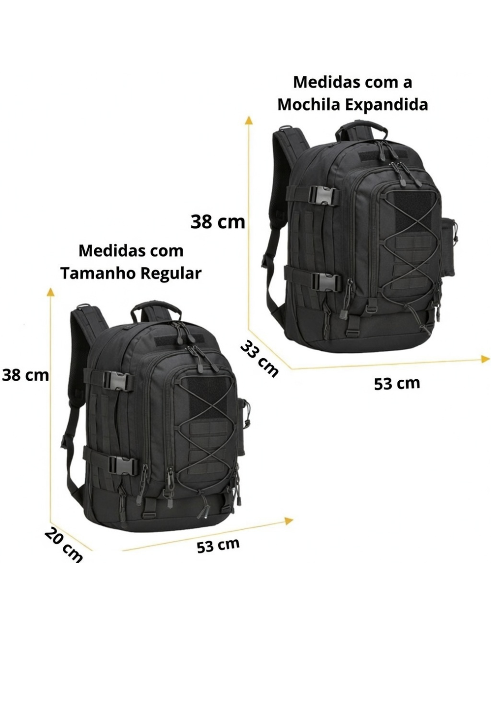 Mochila 40L > 60L Combat® - Preta