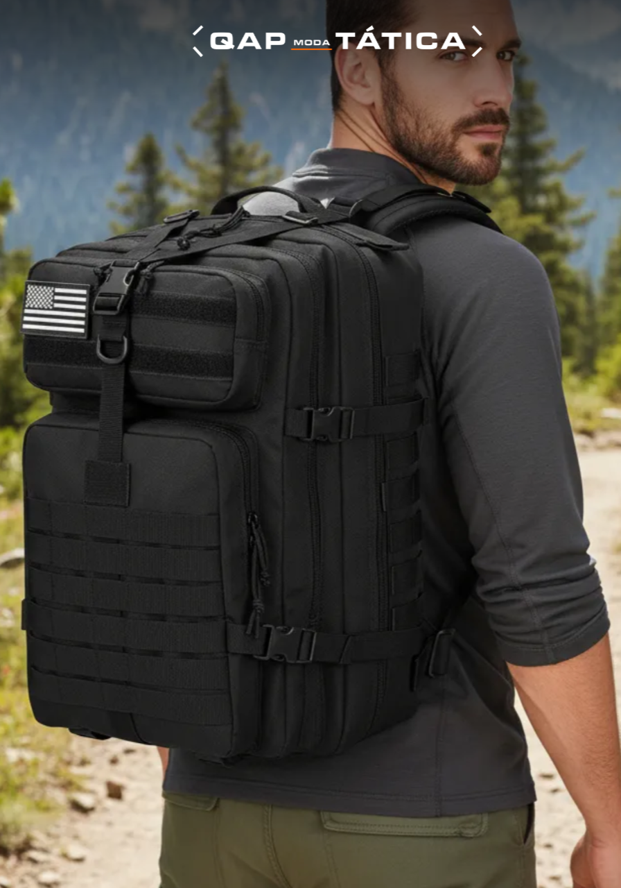 Mochila Tática Outdoor® 50 Litros - Preta