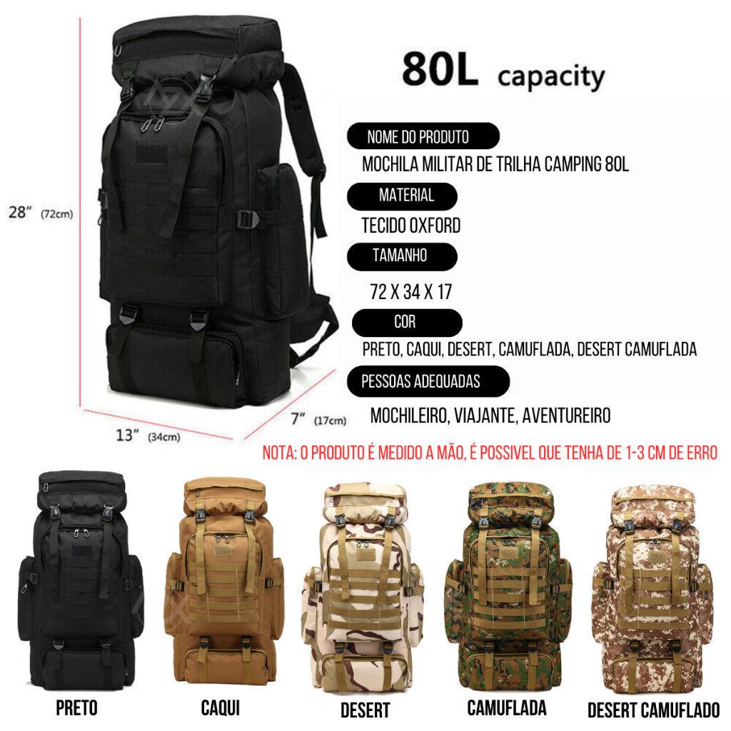 Mochila Trilha e Camping 80 Litros - Cáqui