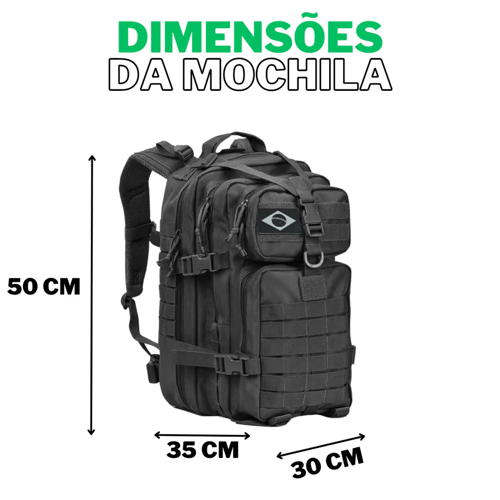 Mochila Tática 50 Litros Outdoor® - Preta
