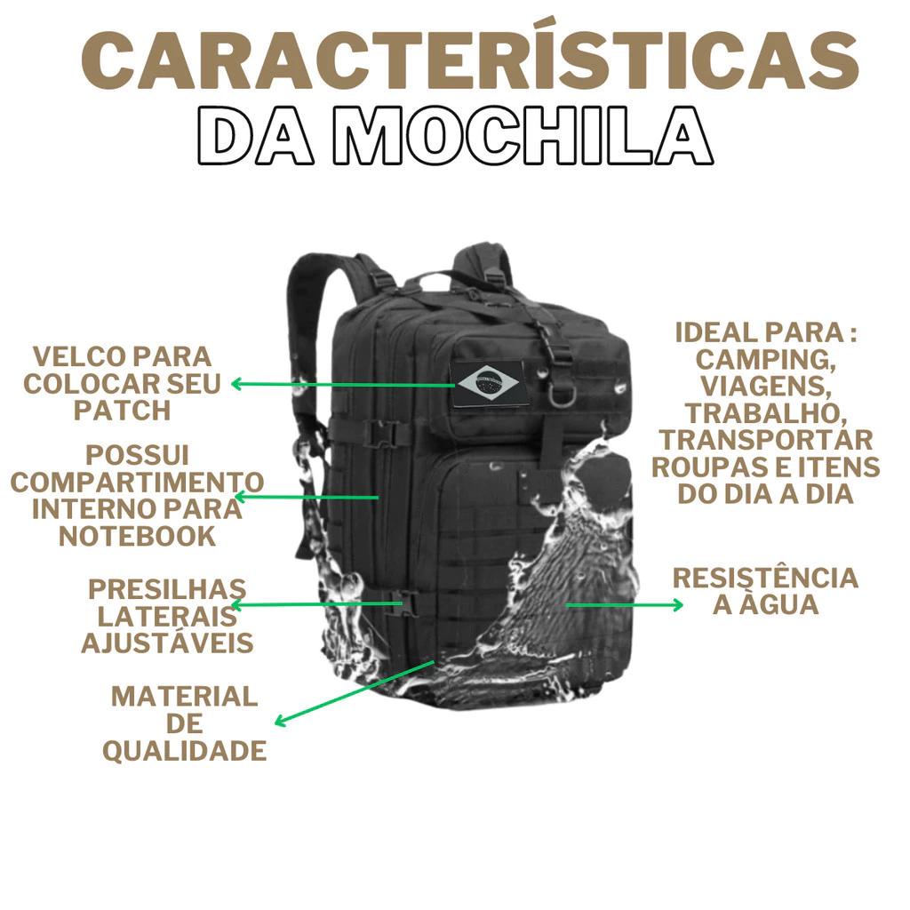 Mochila Tática 50 Litros Outdoor® - Urban
