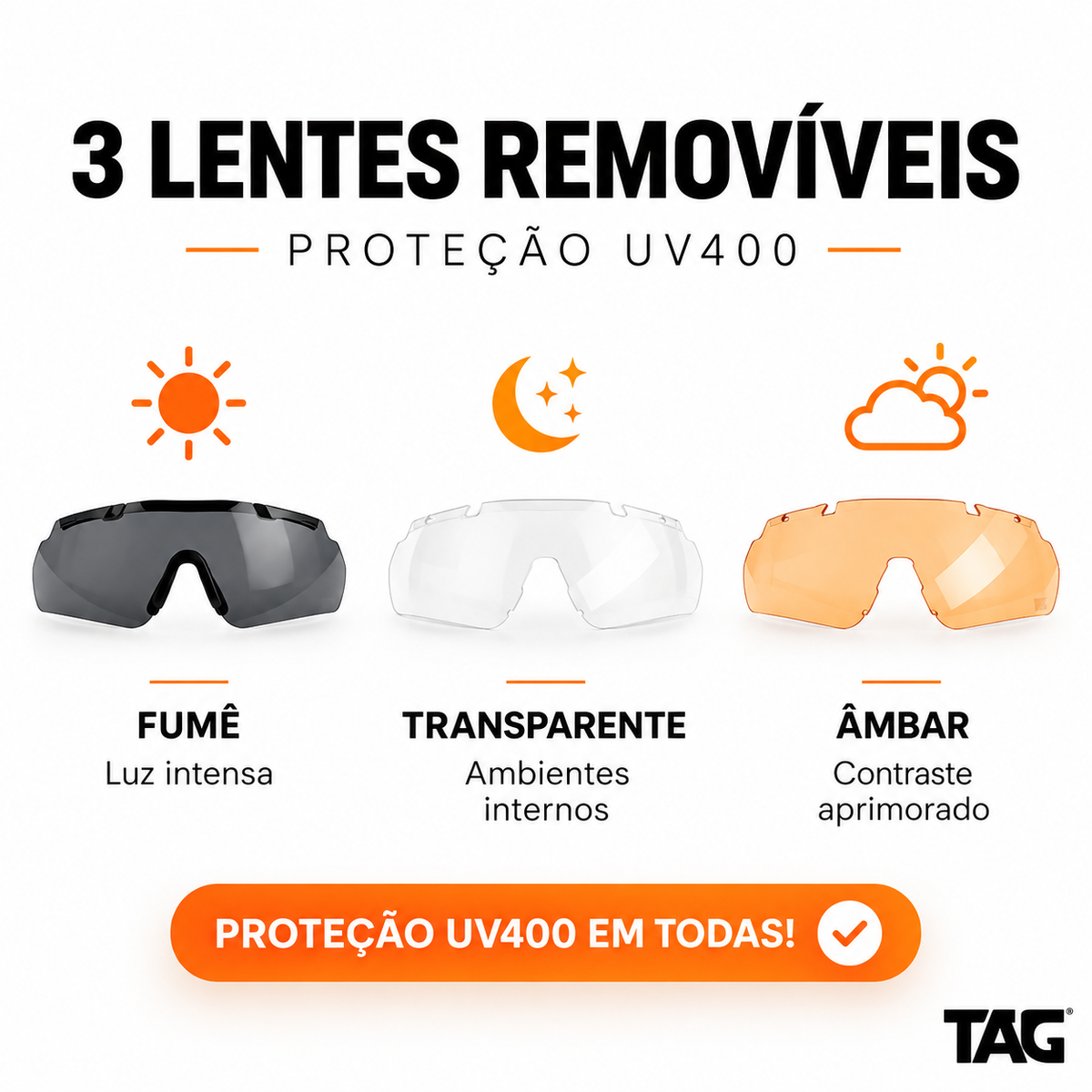 Óculos Tático Blaze Pro - com Proteção UV e 3 lentes