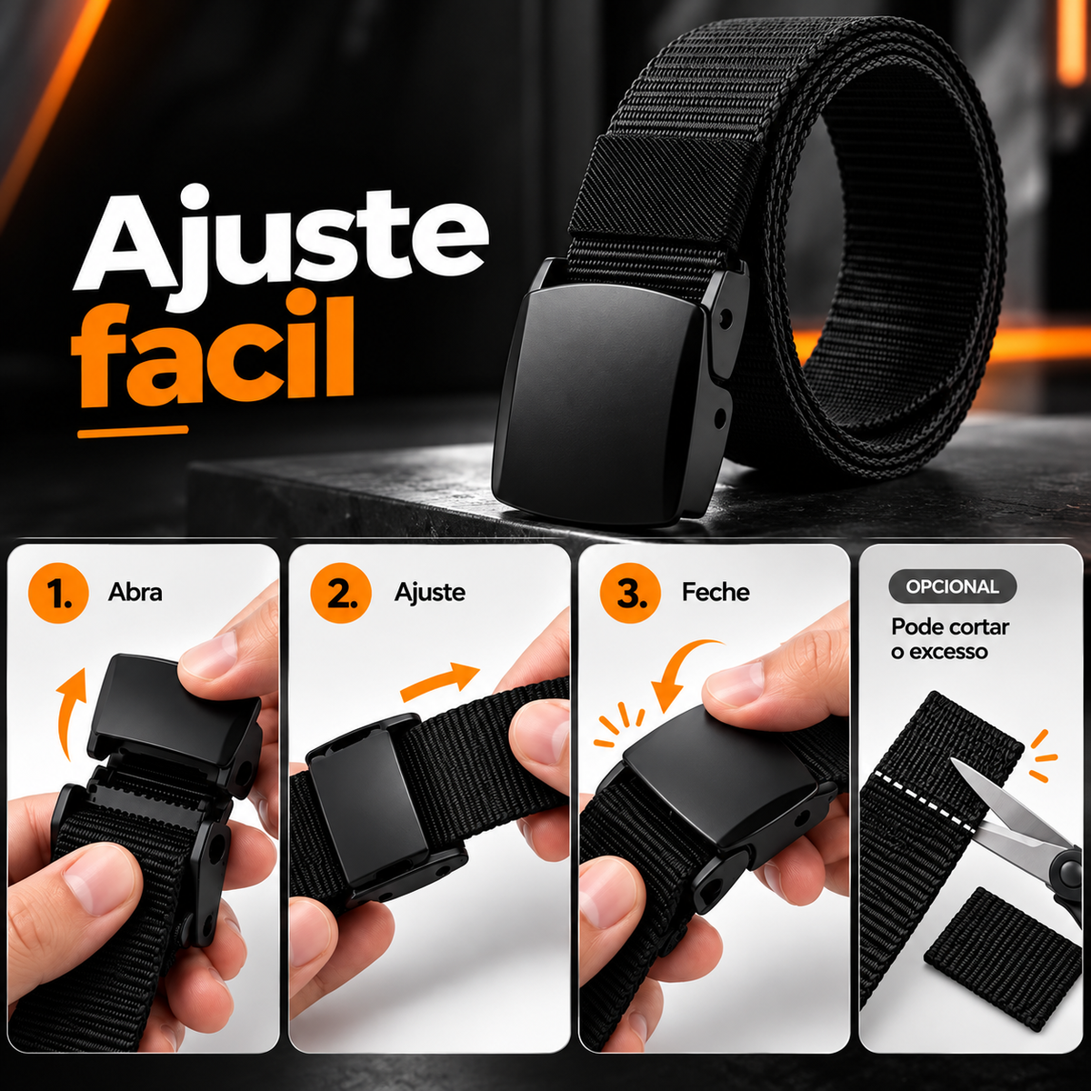 Cinto de Nylon com Fivela de Engate Rápido