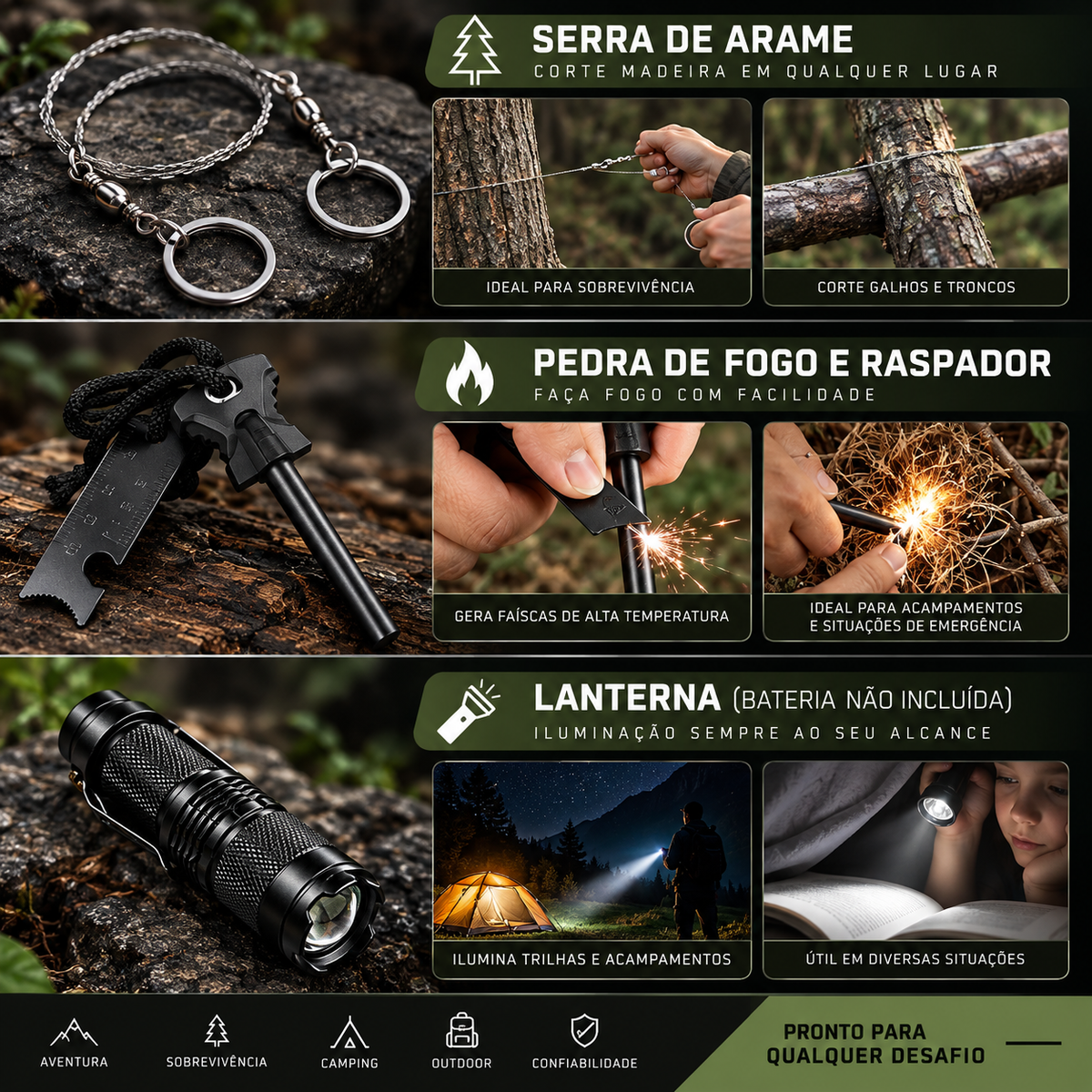 Kit Completo de Sobrevivência 12 em 1