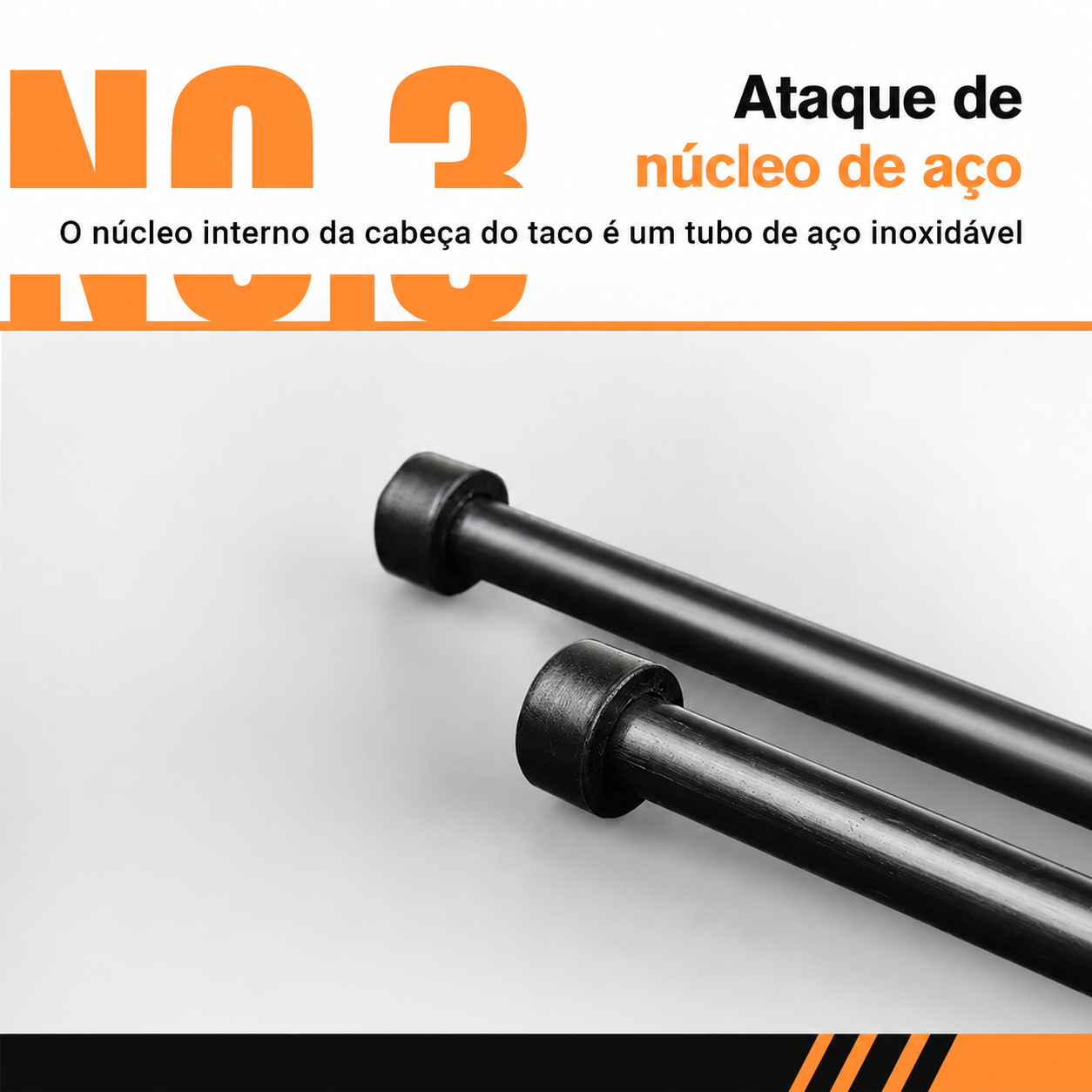 Bastão Retrátil em Aço inoxidável - Cabo emborrachado