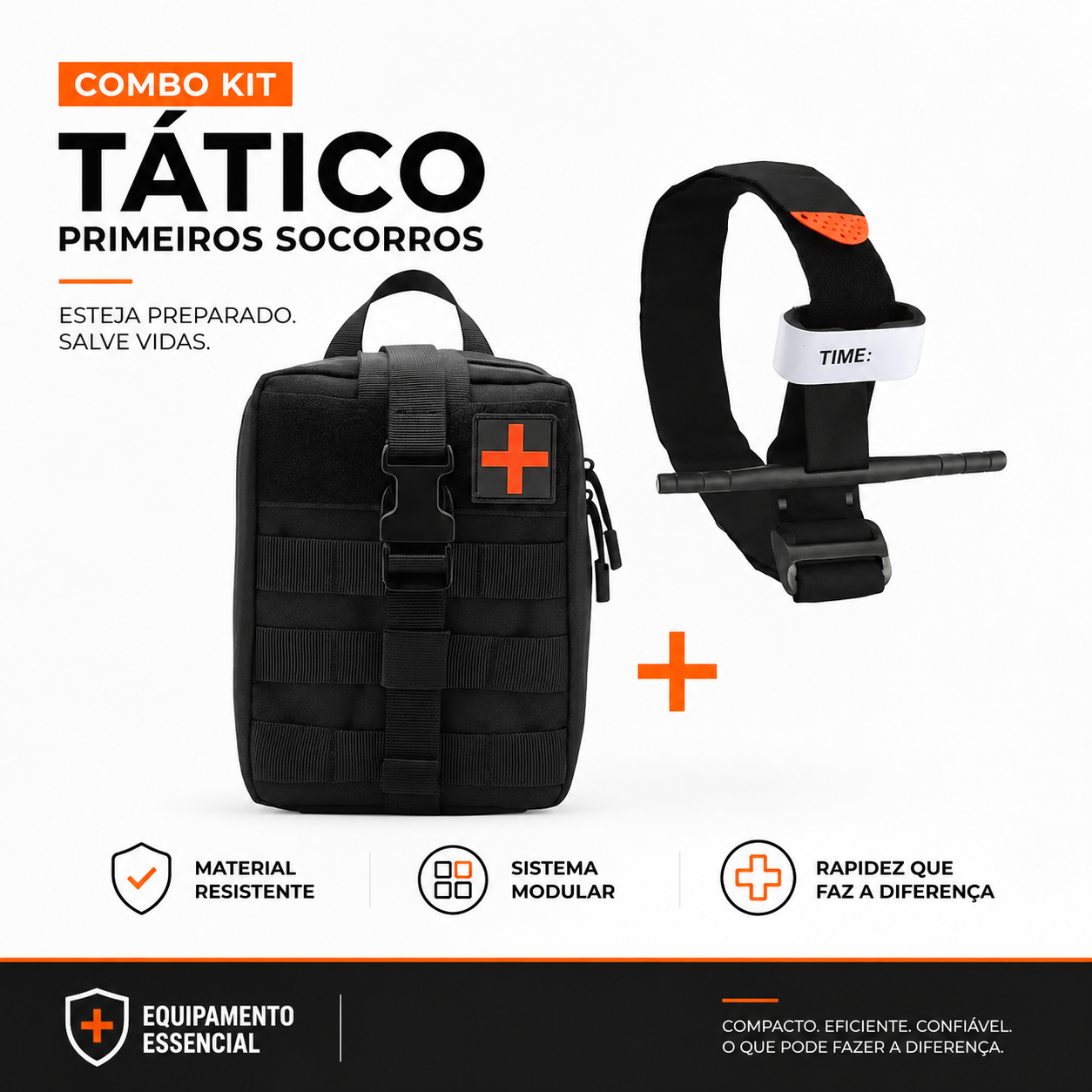 Bolsa Tática APH + Torniquete Profissional 95 cm | Kit Primeiros Socorros