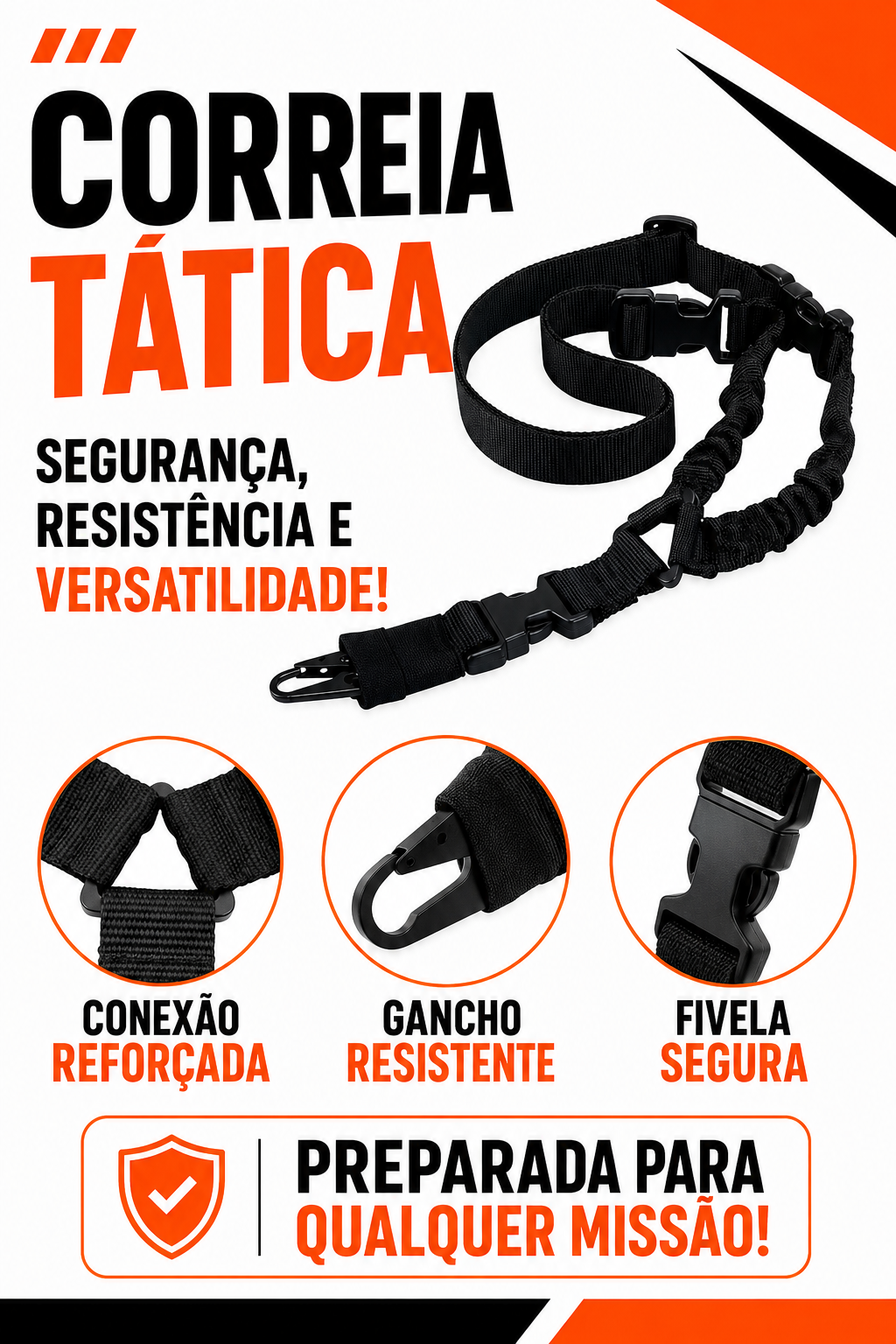Bandoleira Tática Militar 1 Ponto com Engate Rápido – Classe Operacional