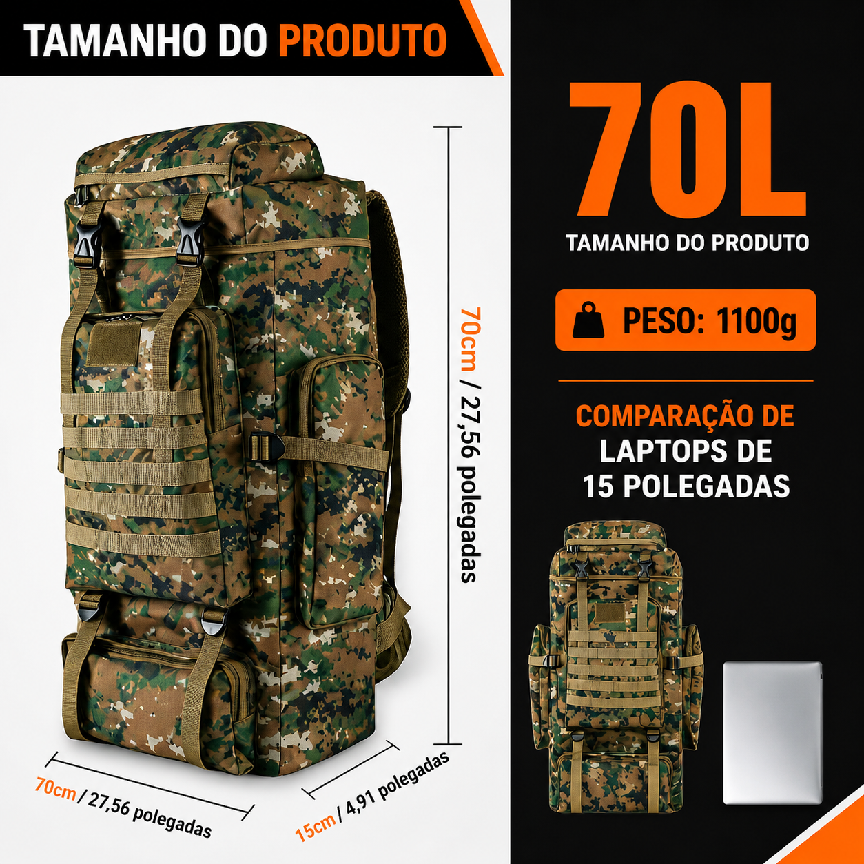 Mochila Adventure 70L - Camuflada