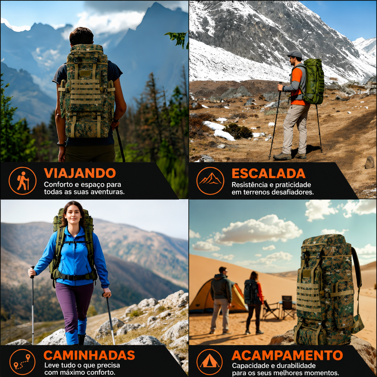 Mochila Adventure 70L - Camuflada