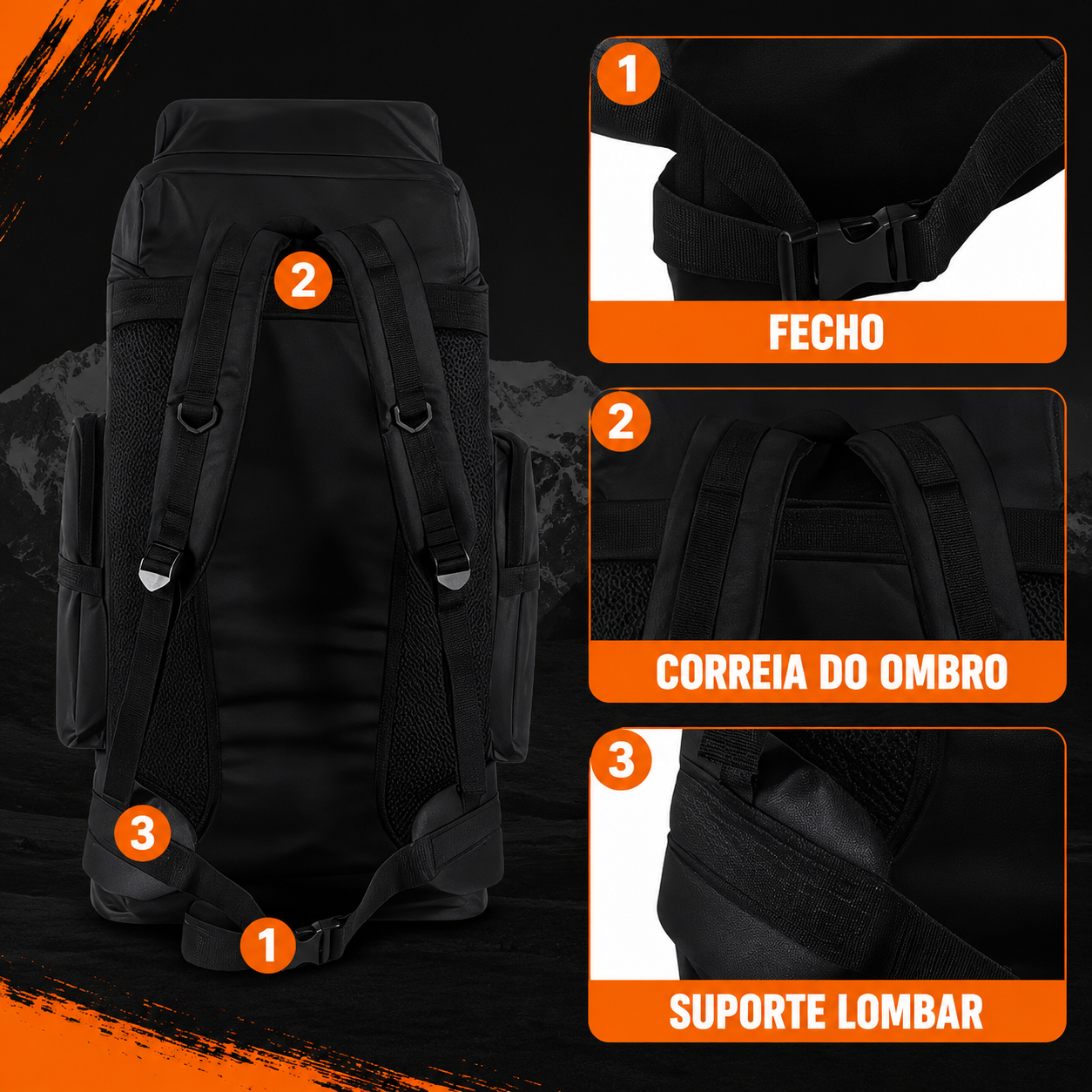 Mochila Adventure 70L - Preta