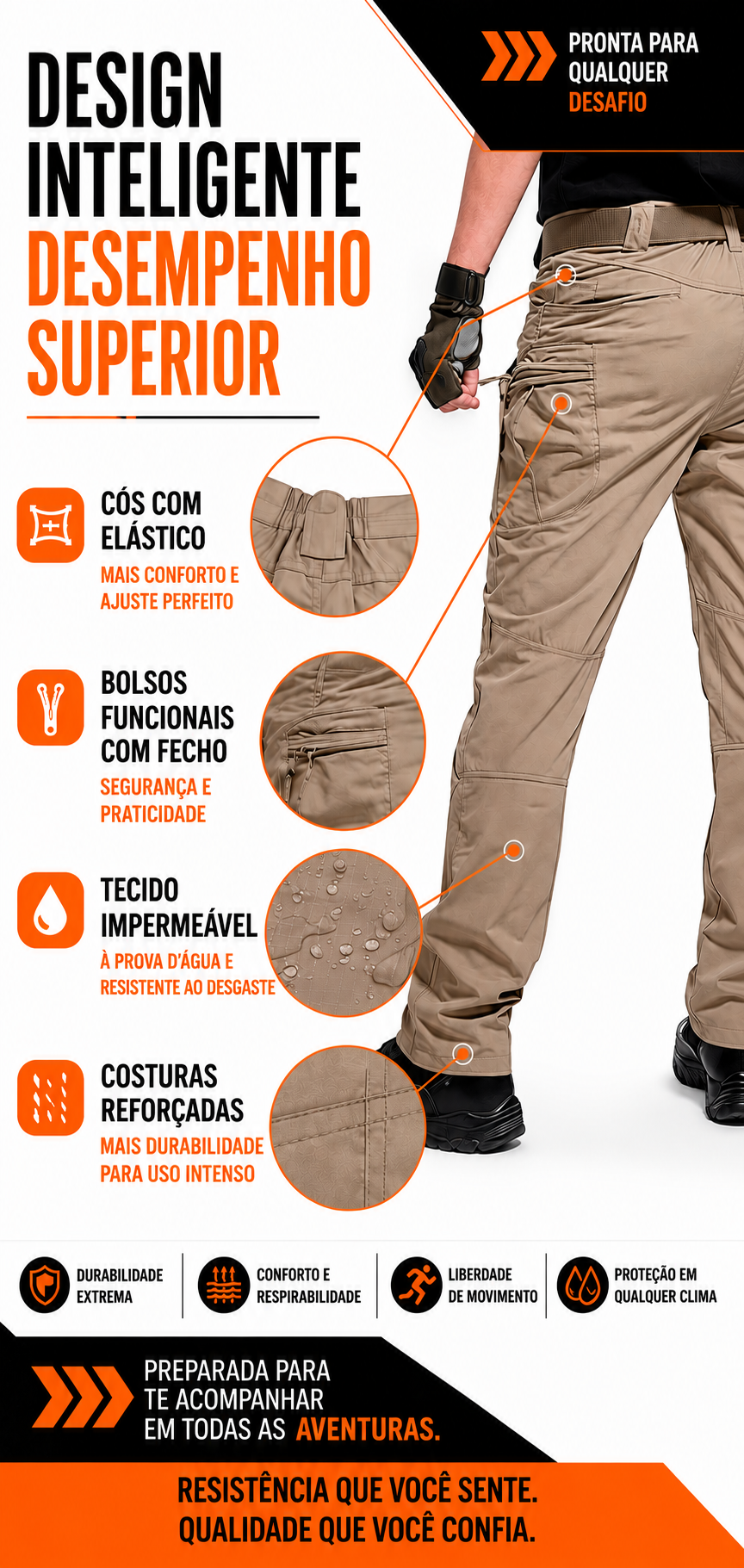 Calça Tática Patriot® - Cáqui