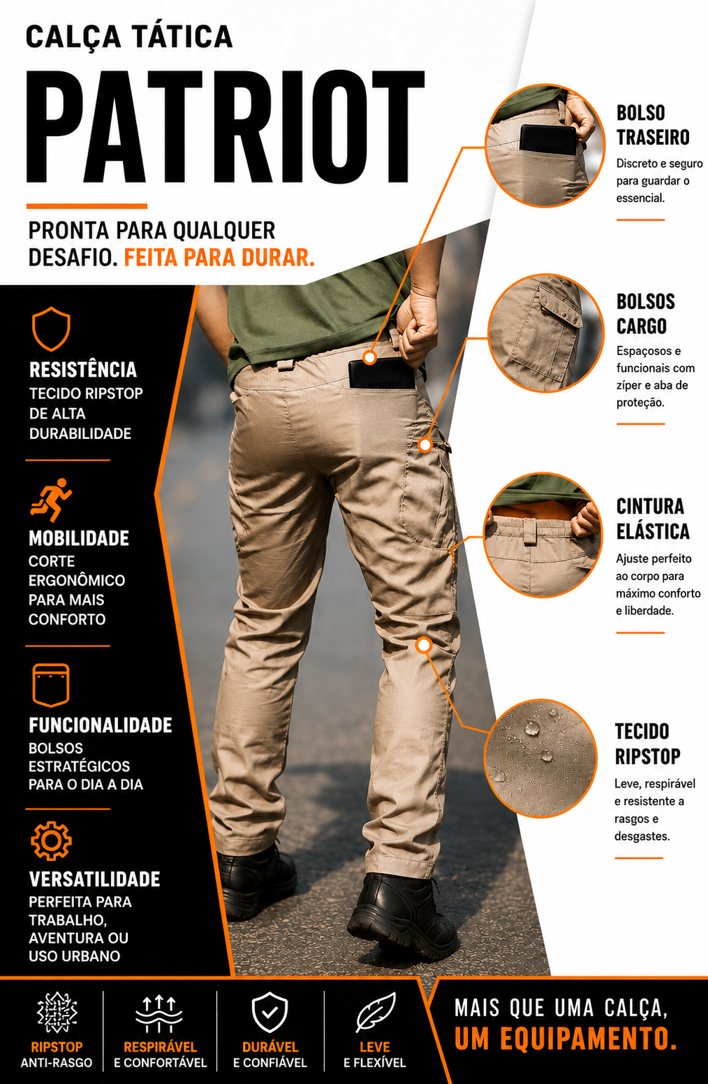 Calça Tática Patriot® - Cáqui