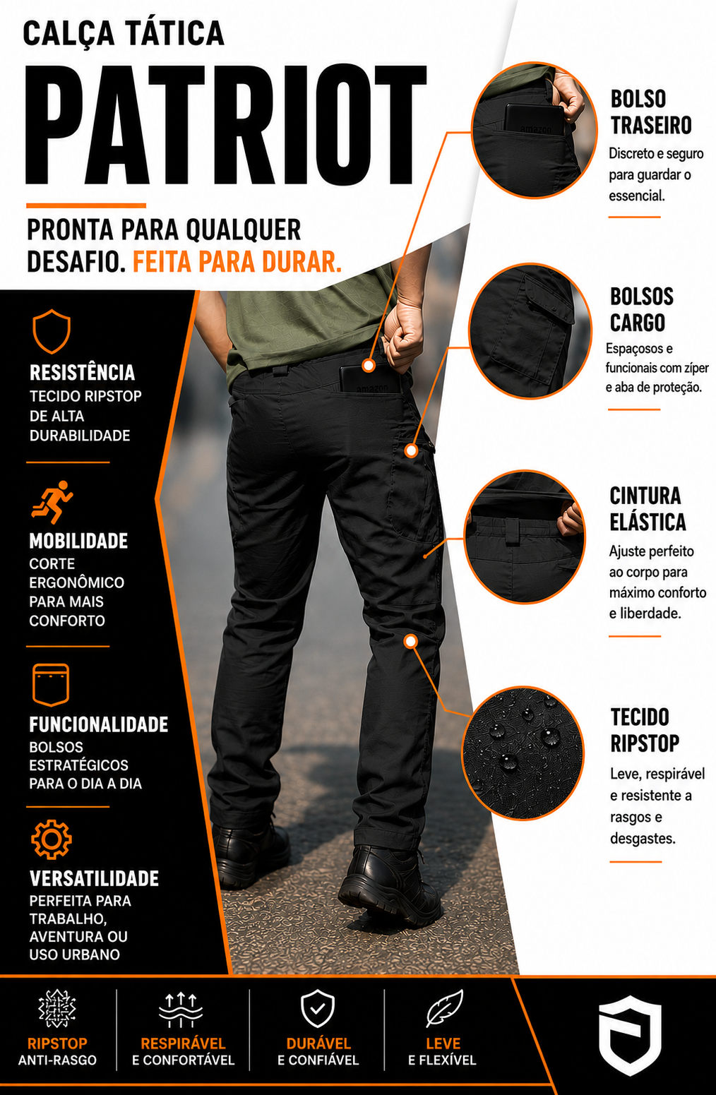 Calça Tática Patriot®  - Preta